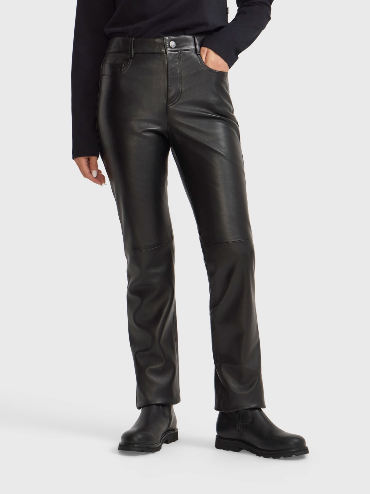 black soft leather Hina pants