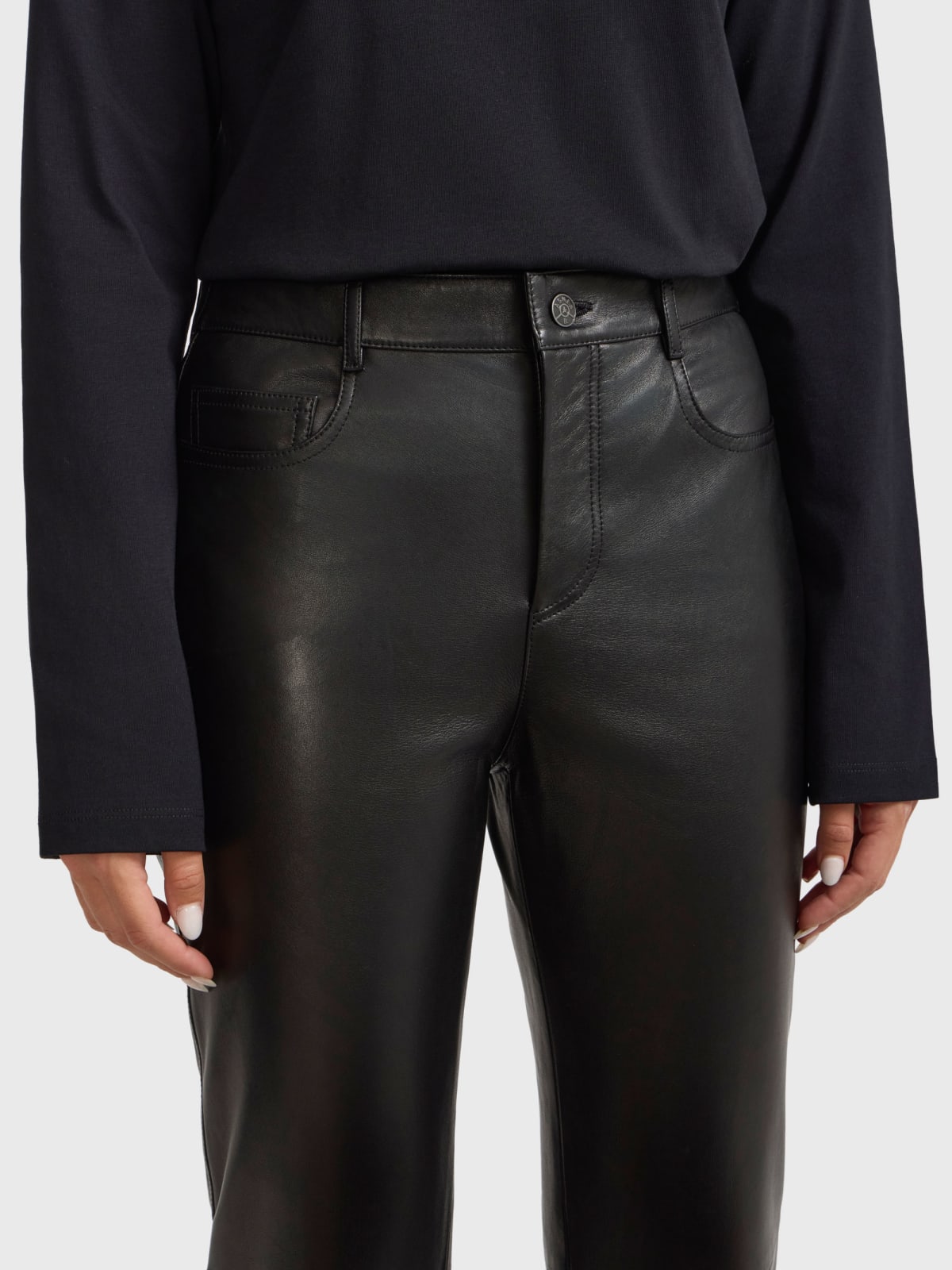 black soft leather Hina pants