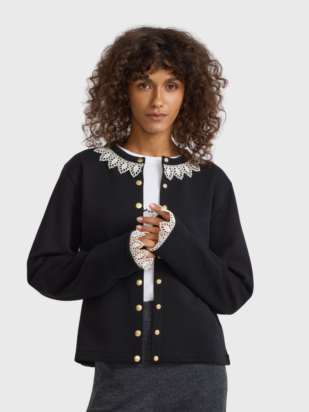 lace snap cardigan