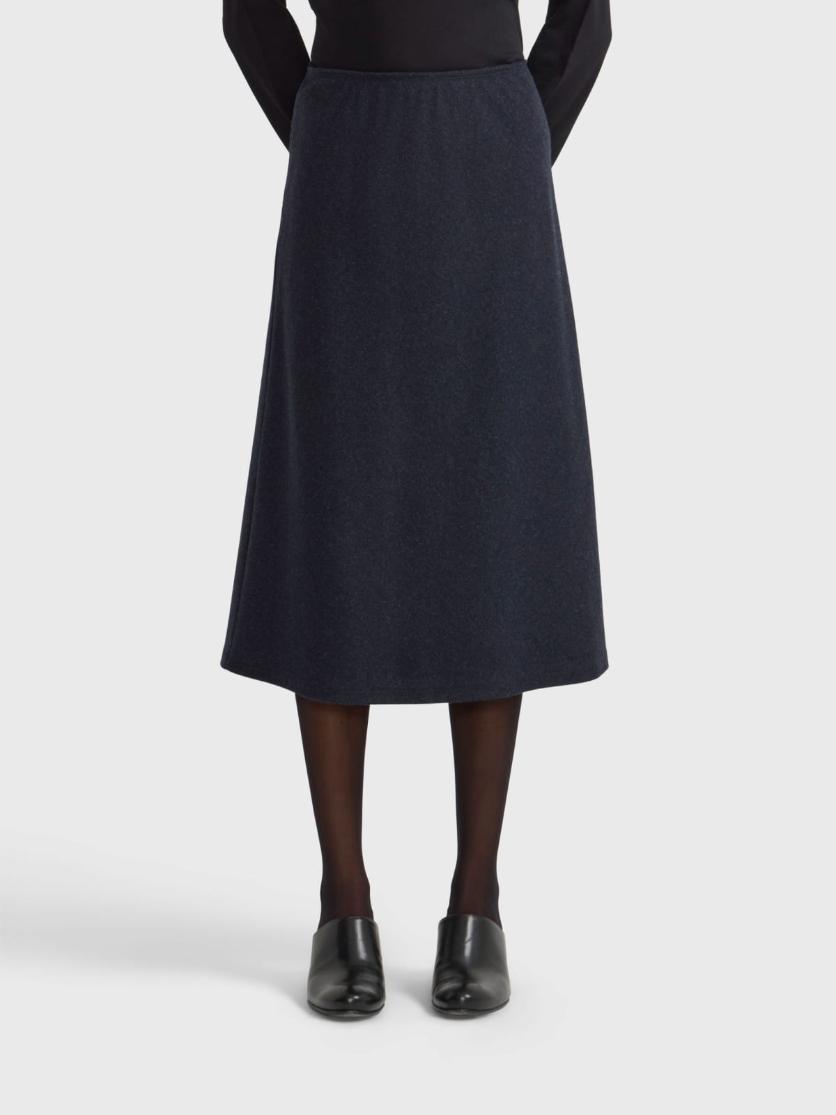 flared long wool skirt