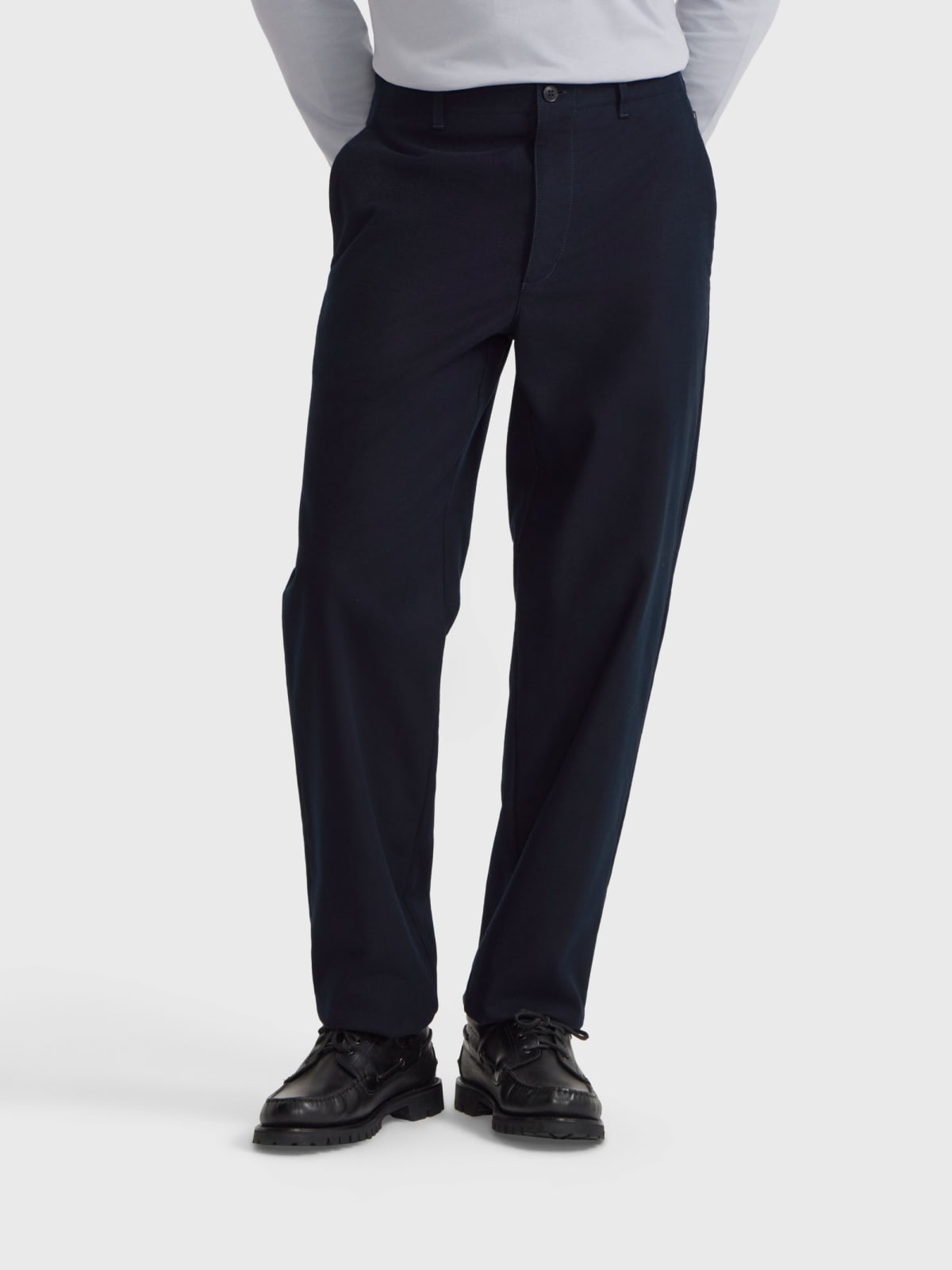 straight-leg cotton trousers
