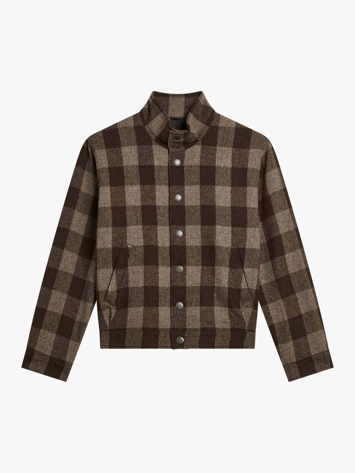 checked jacket with high collar