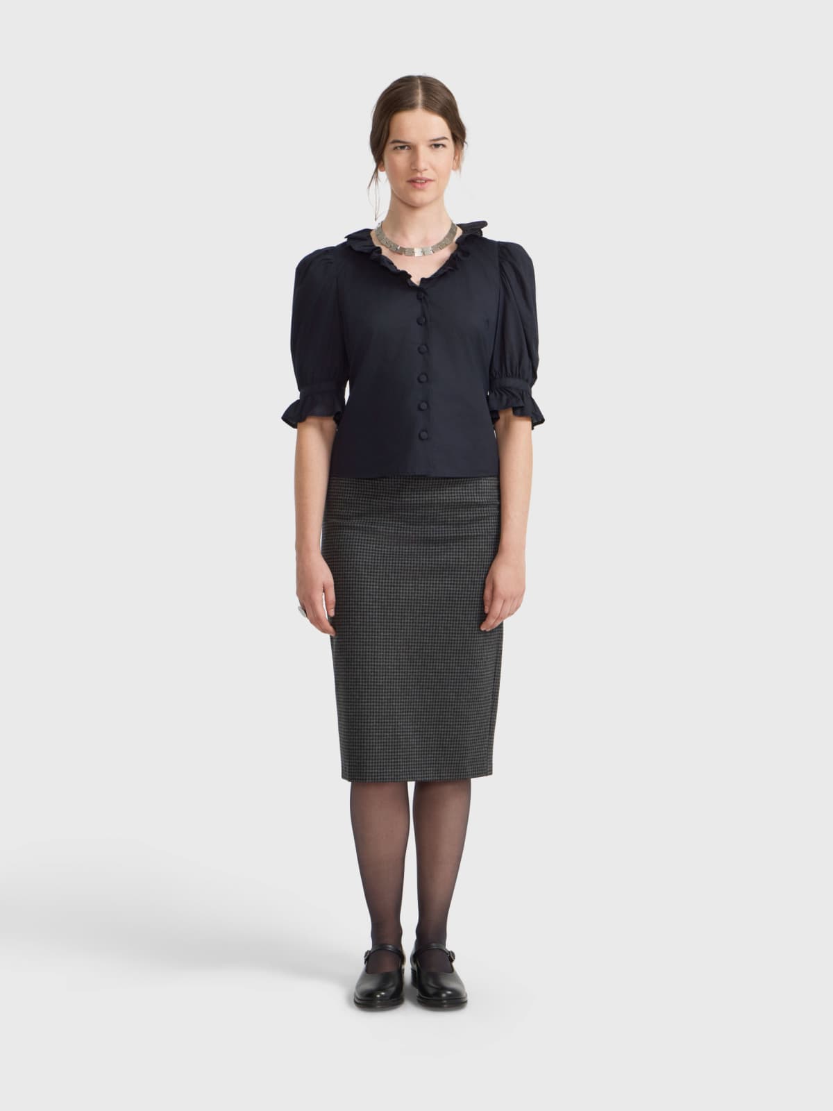 cotton shirt with balloon sleeves
