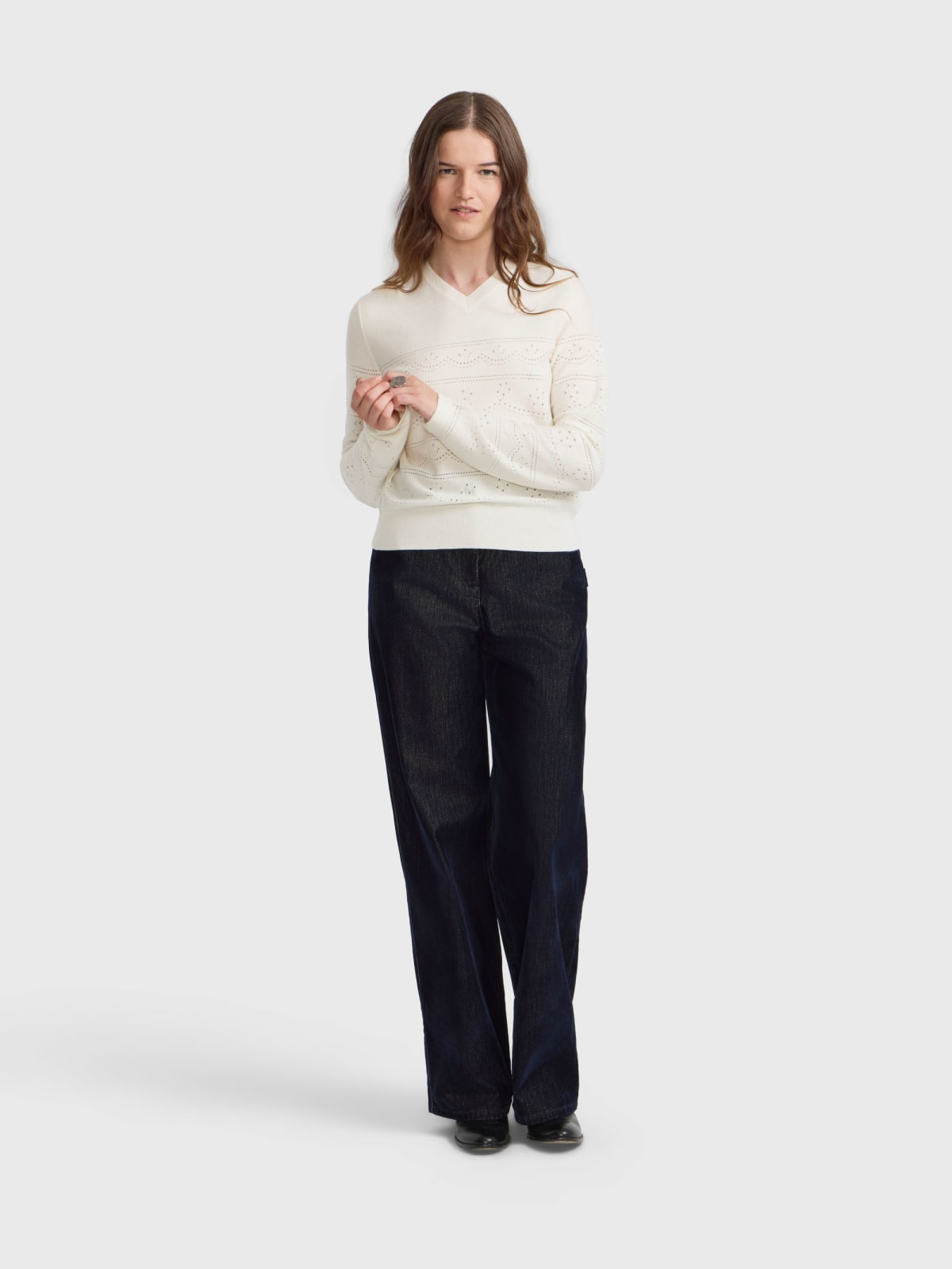 pointelle wool jumper