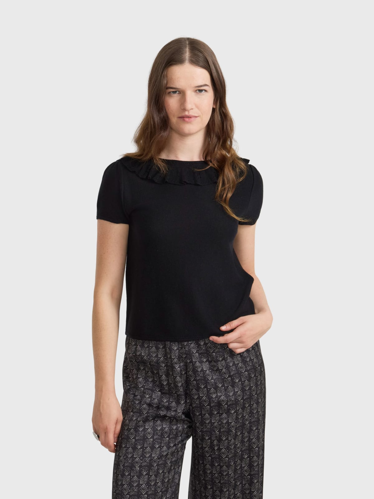 pointelle wool jumper