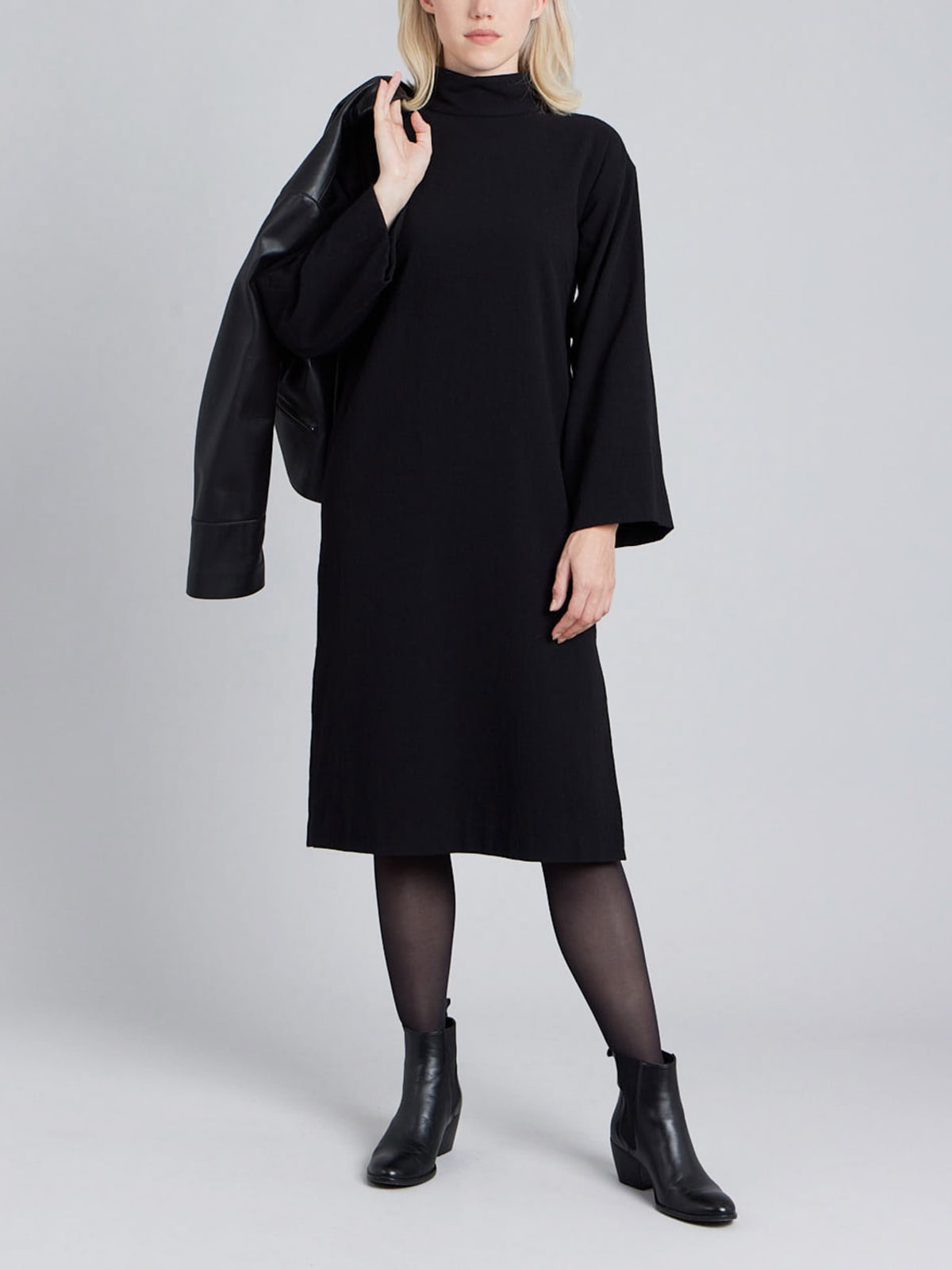 black high neck kimono dress