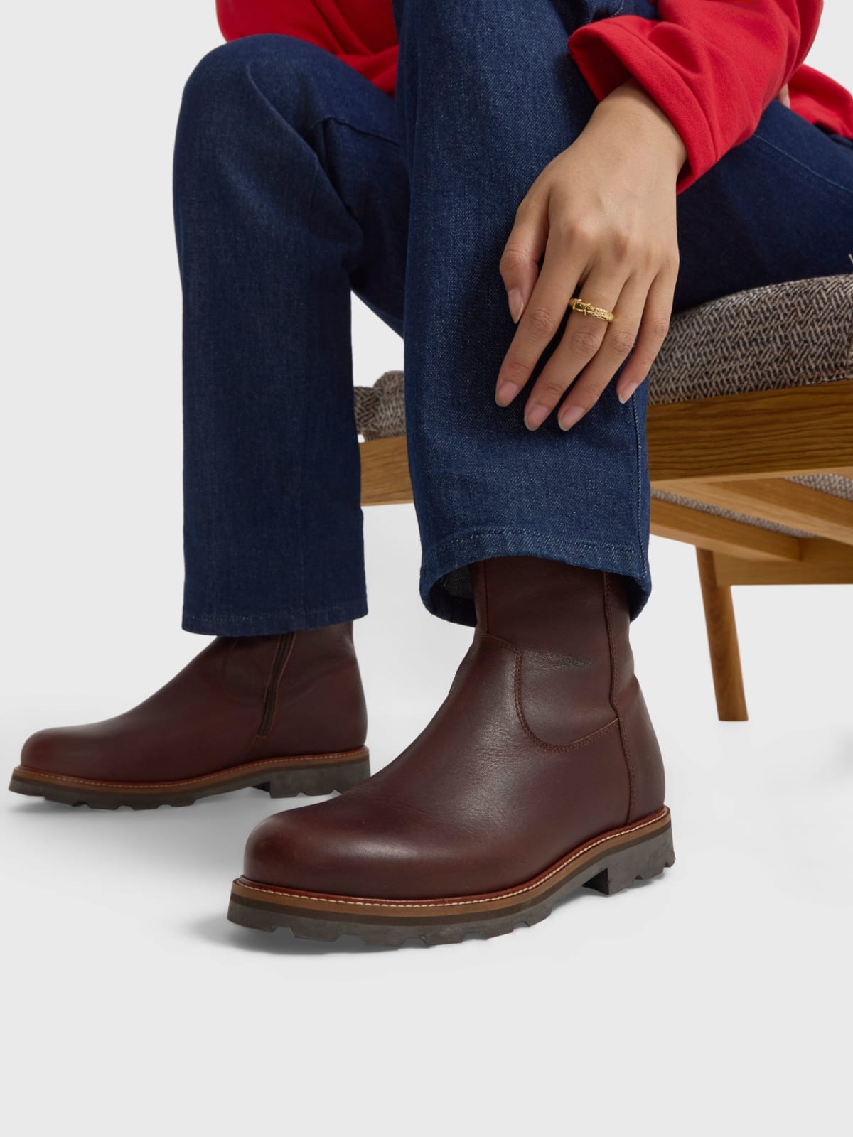 brown leather Indiana F. boots