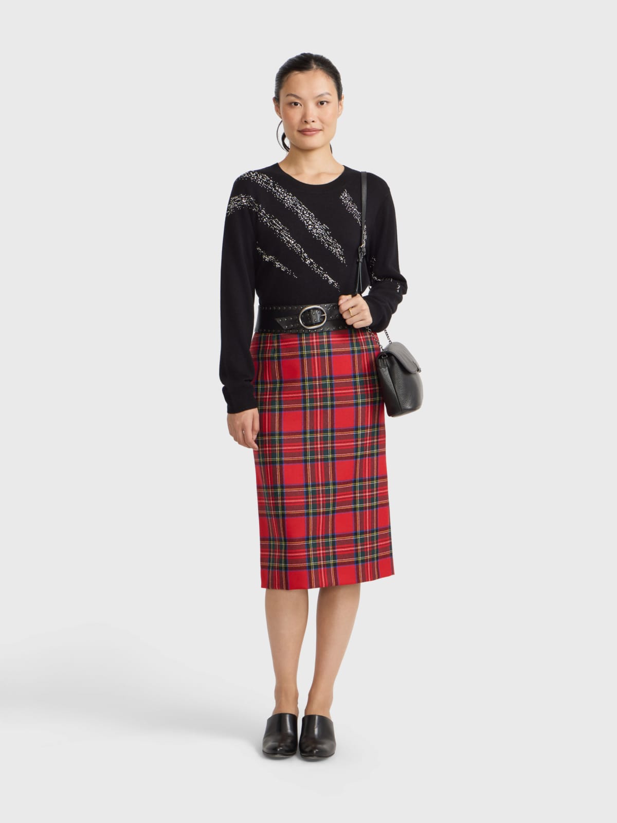 jupe longue &agrave; carreaux tartan