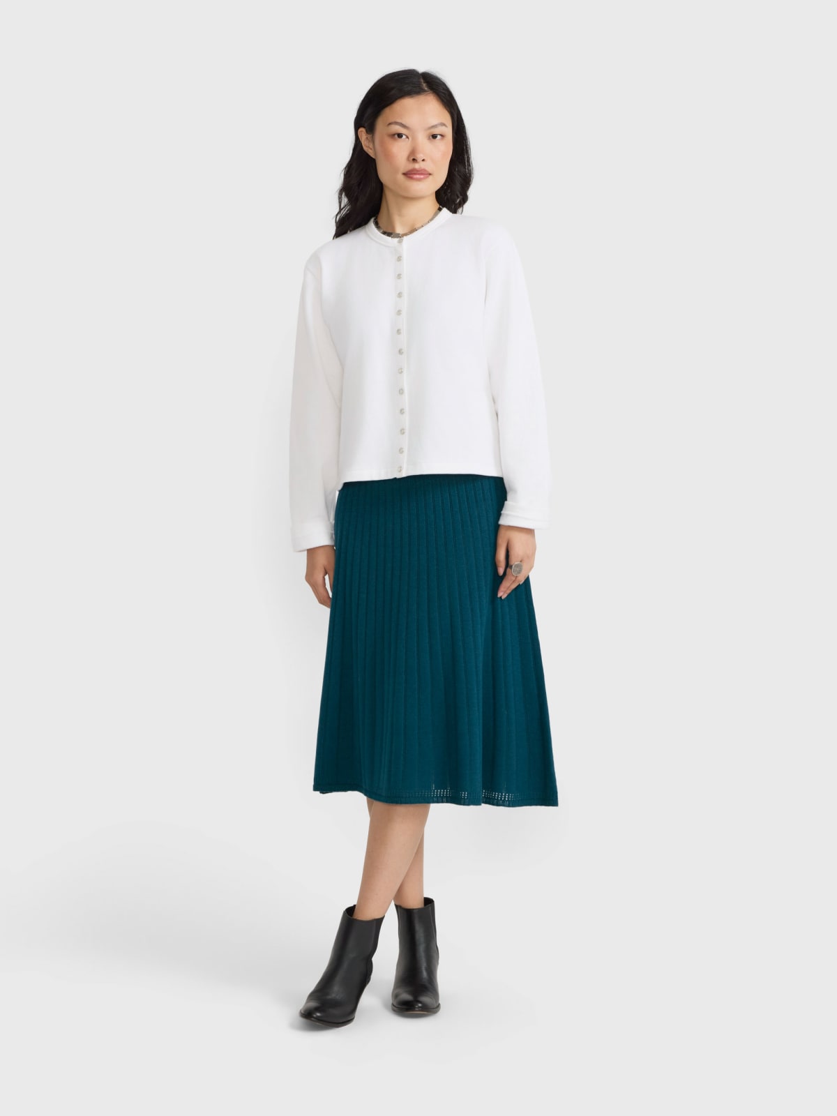 jupe midi pliss&eacute;e en laine