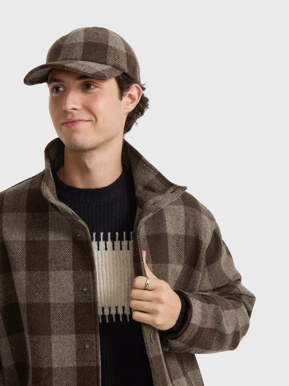 checked wool cap
