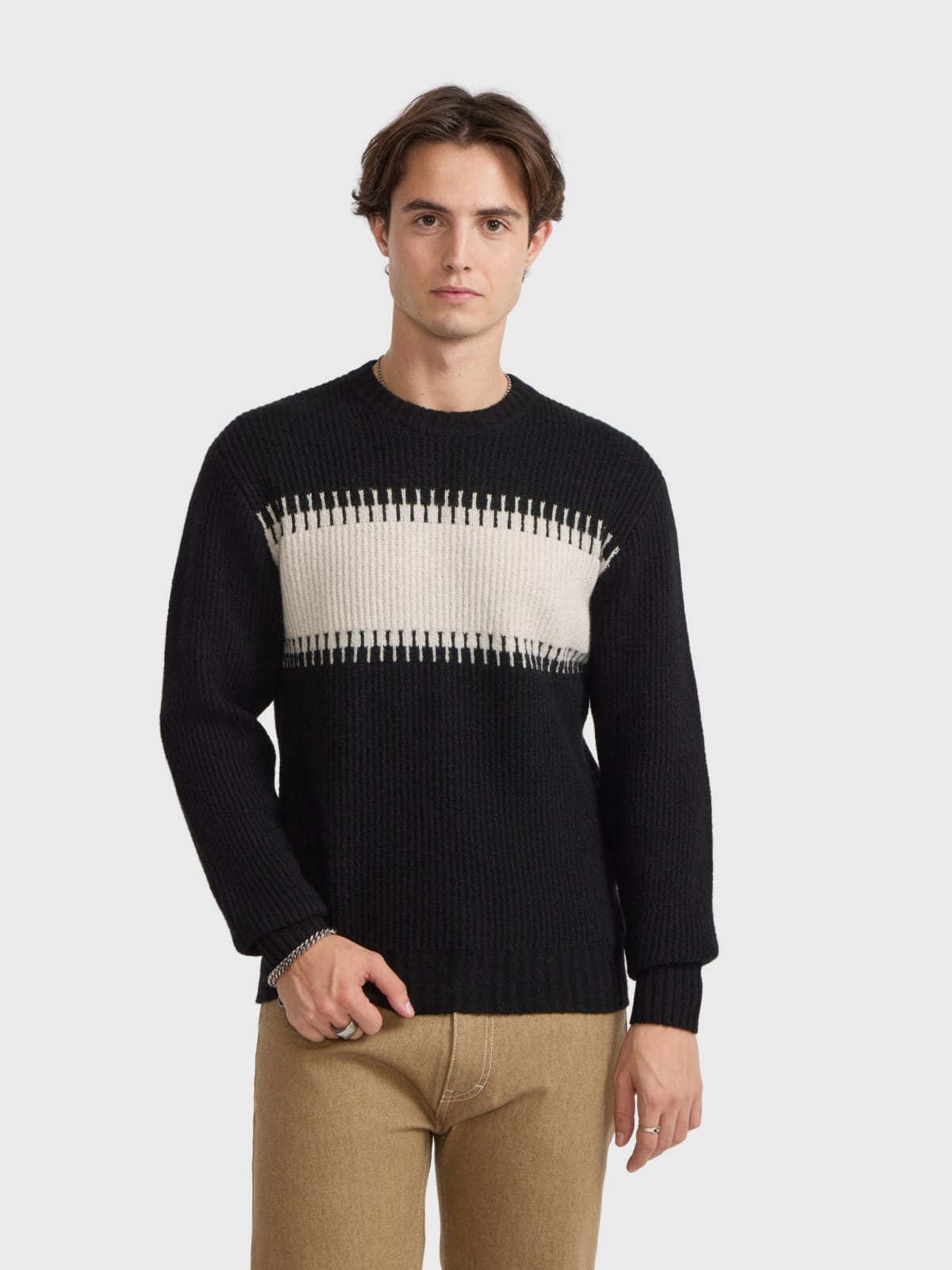jacquard-stripe jumper