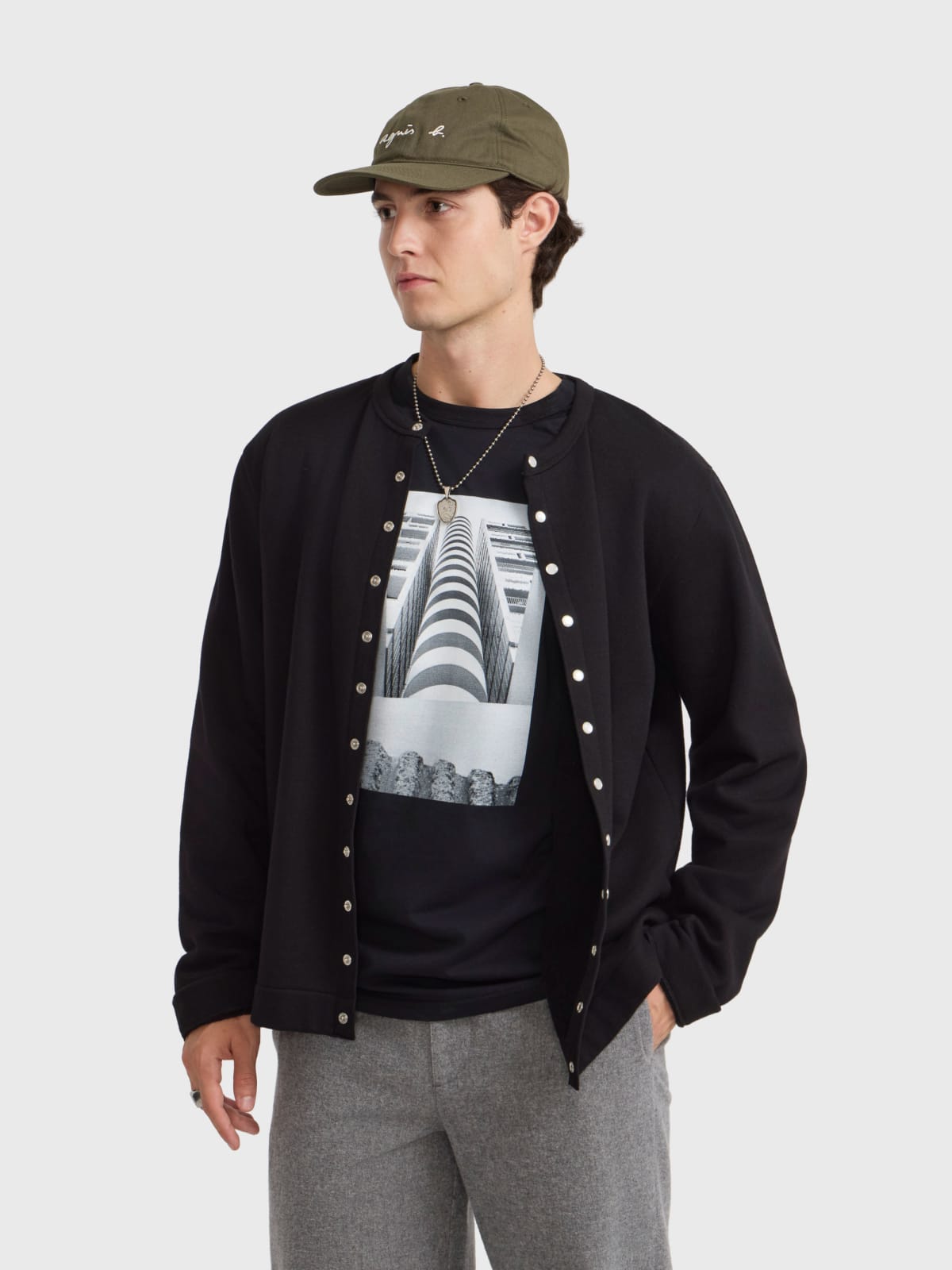 cardigan pression en molleton de coton
