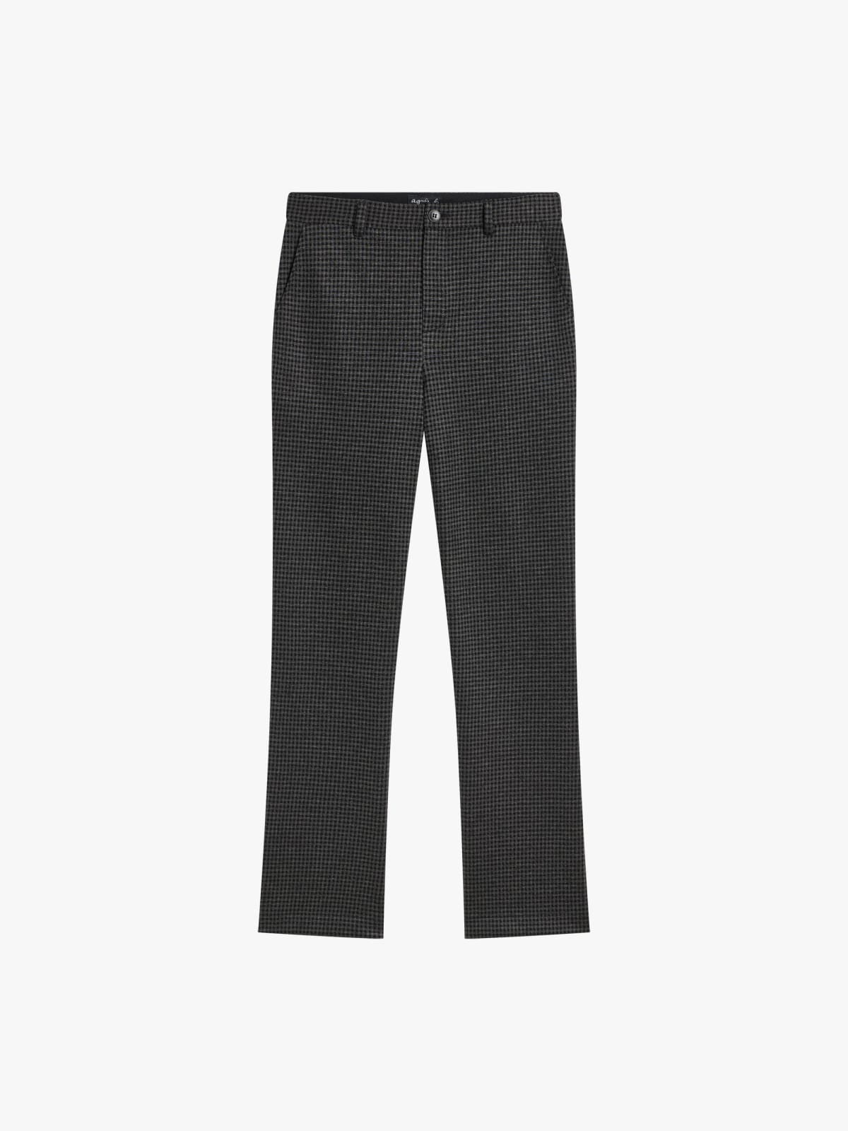 straight-leg checked pants