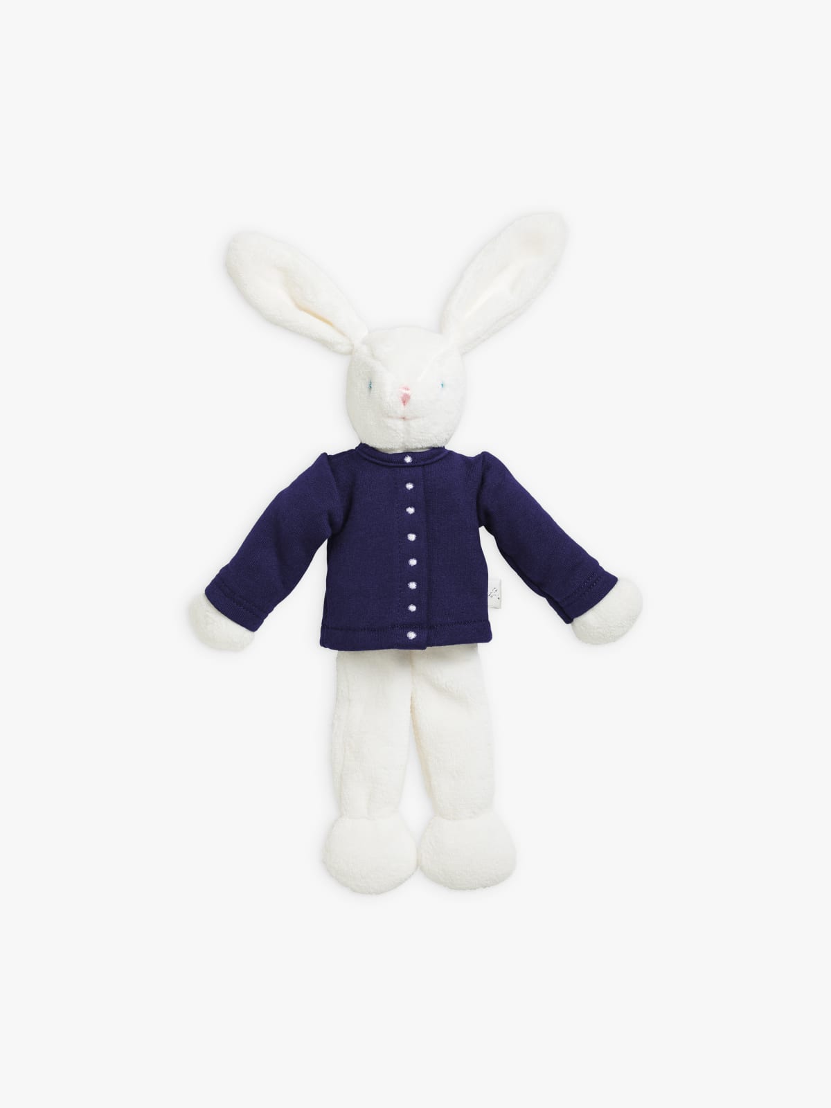rabbit soft toy with snap cardigan