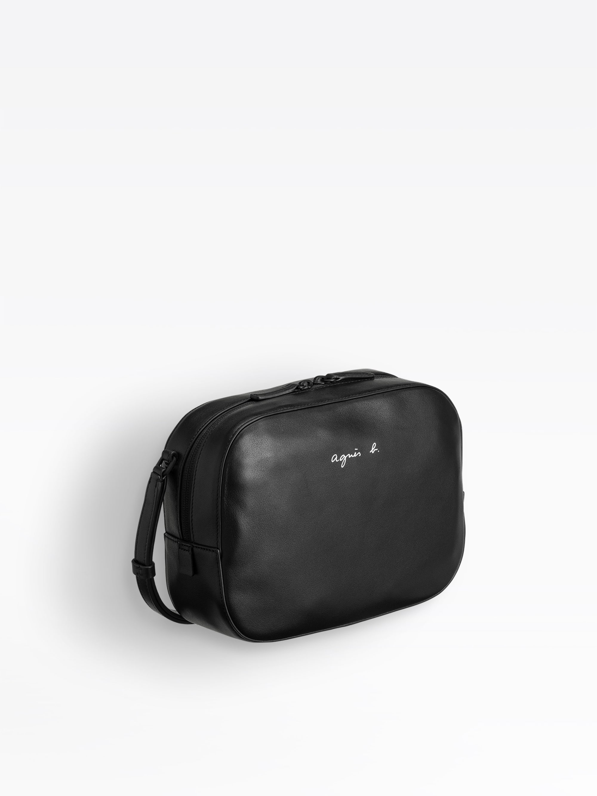 black smooth leather shoulder bag