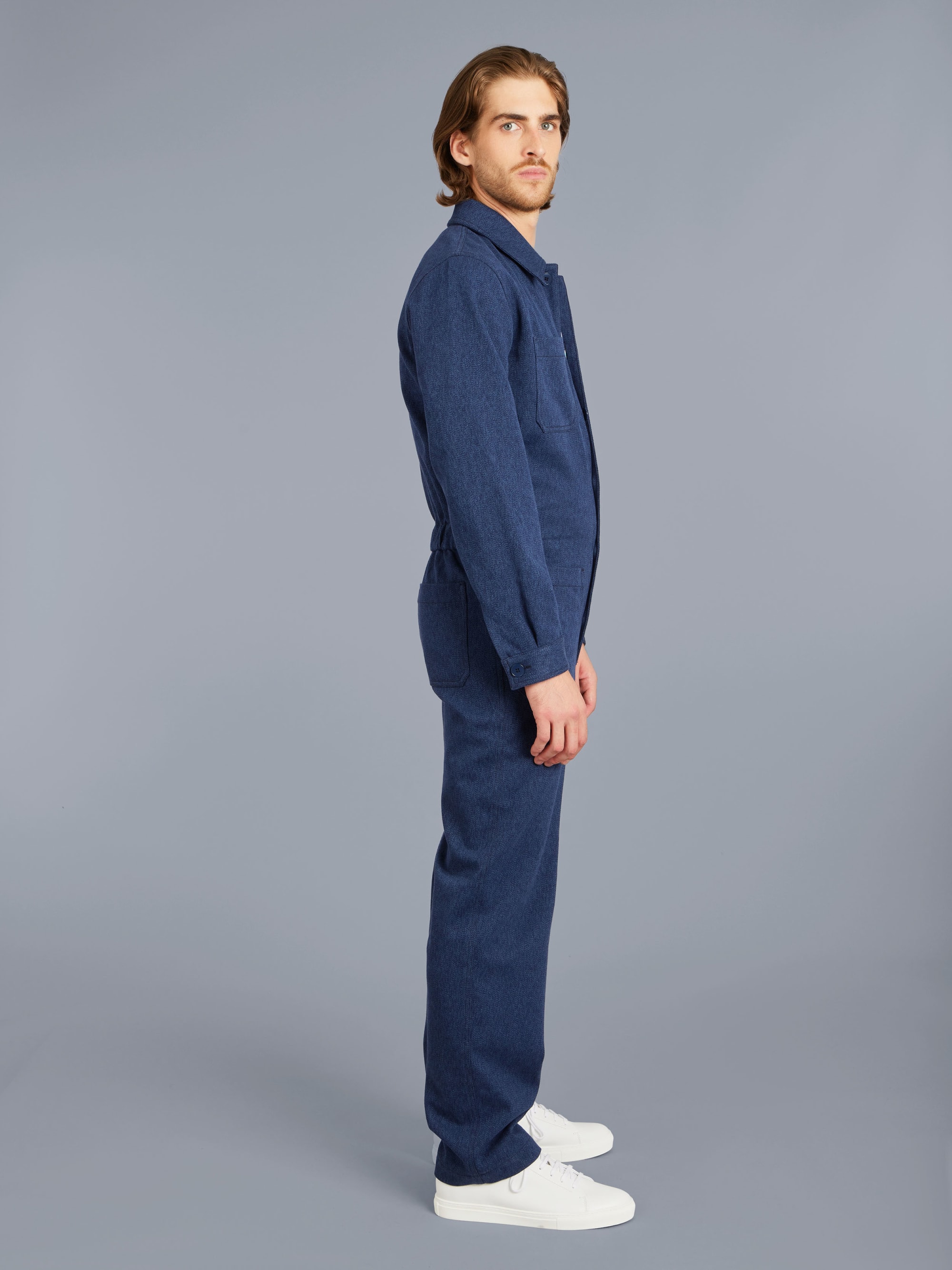 blue cotton jumpsuit