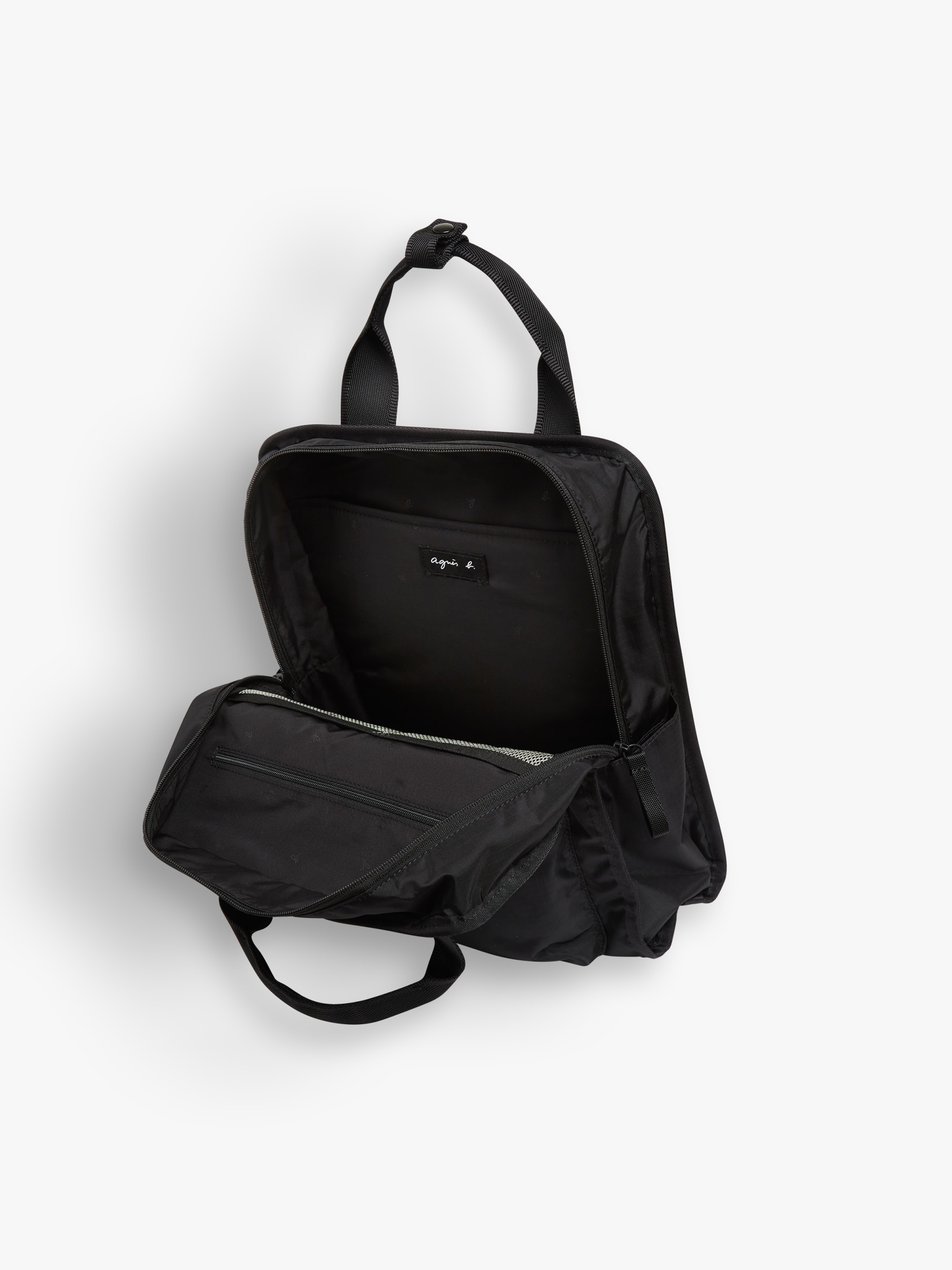 black nylon travel backpack