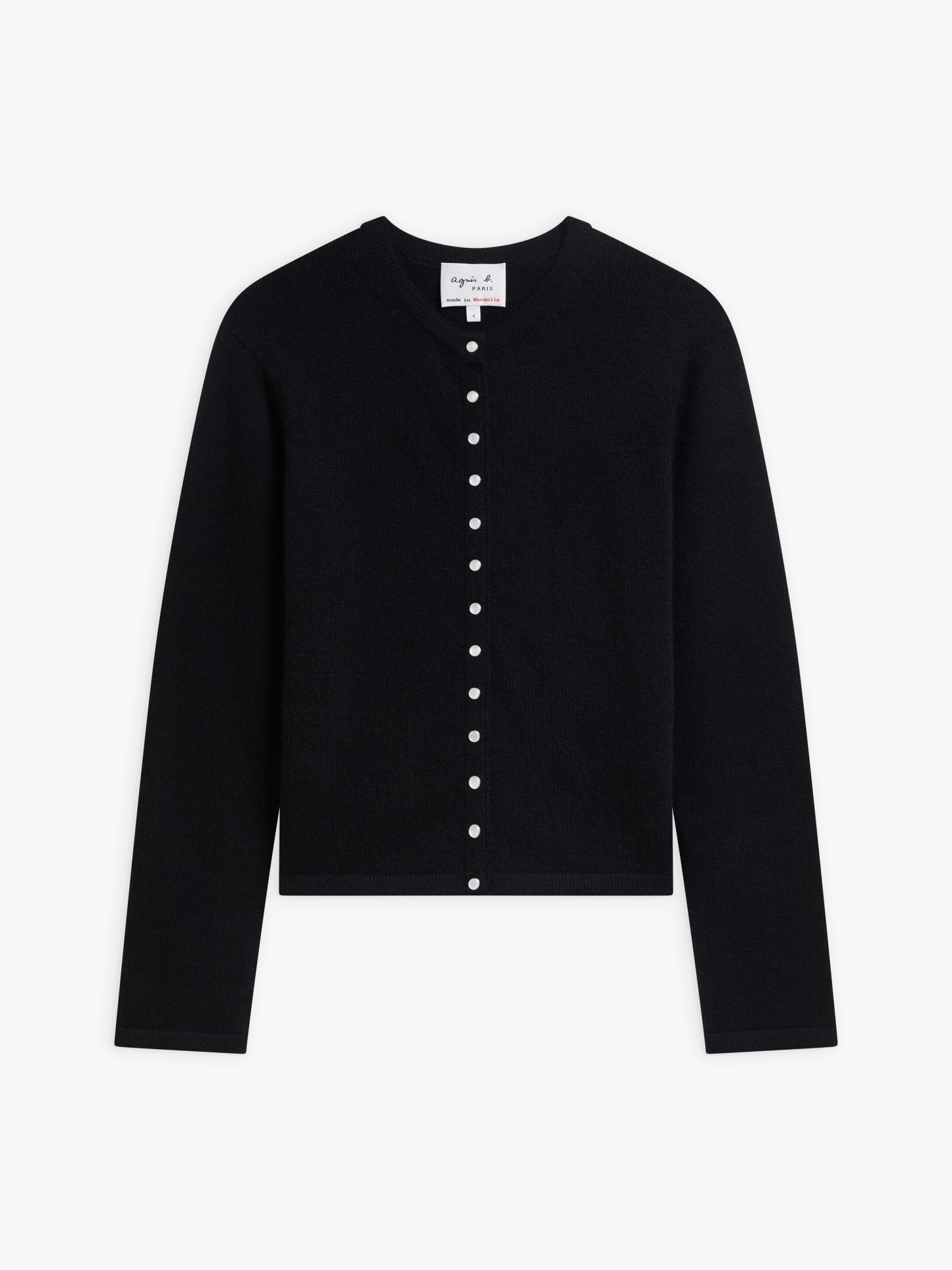 black cashmere Le Petit snap cardigan