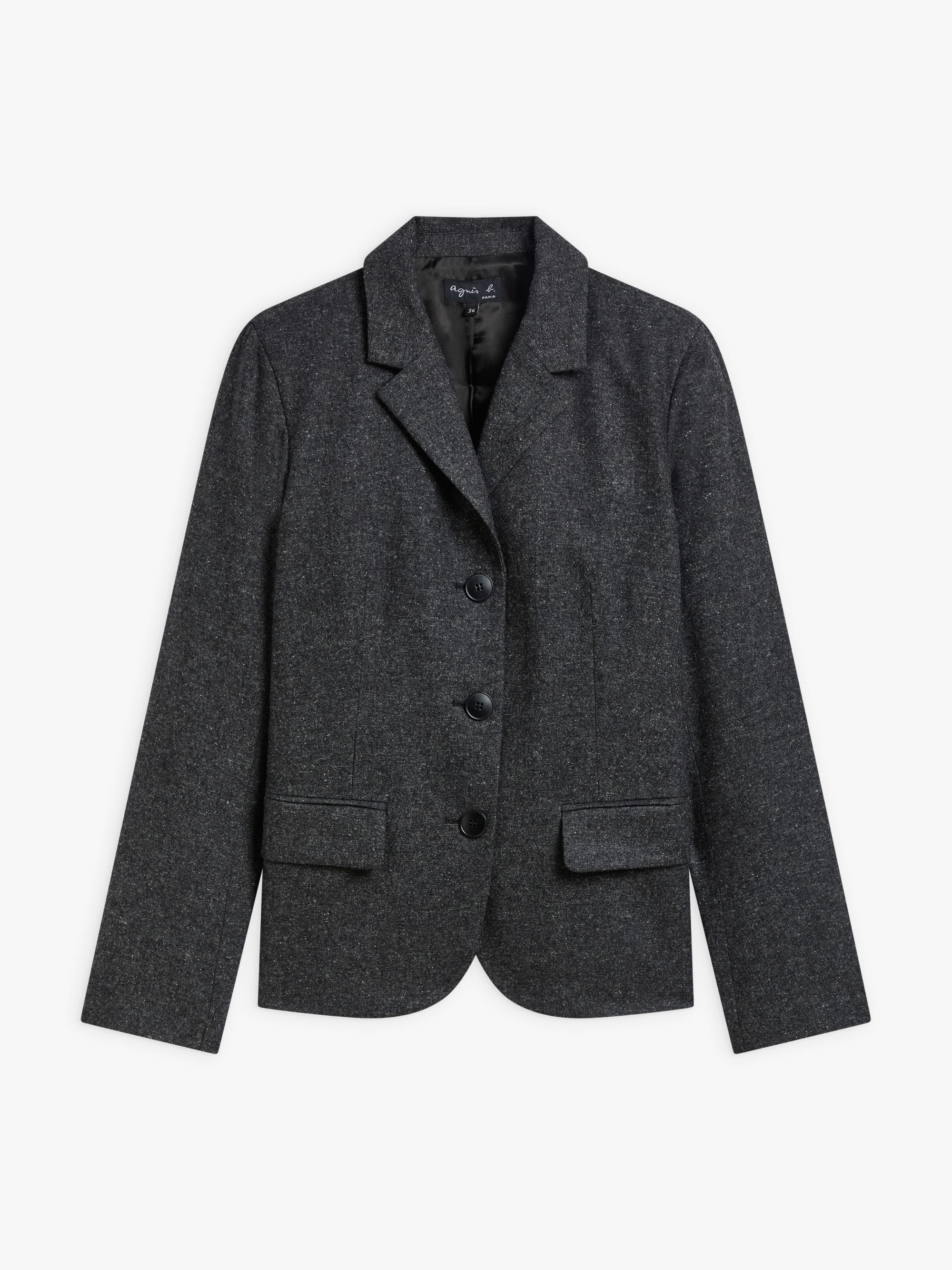 dark grey tweed wool Louisa jacket | Agnès b. dark grey tweed wool Louisa jacket | Agnès b.