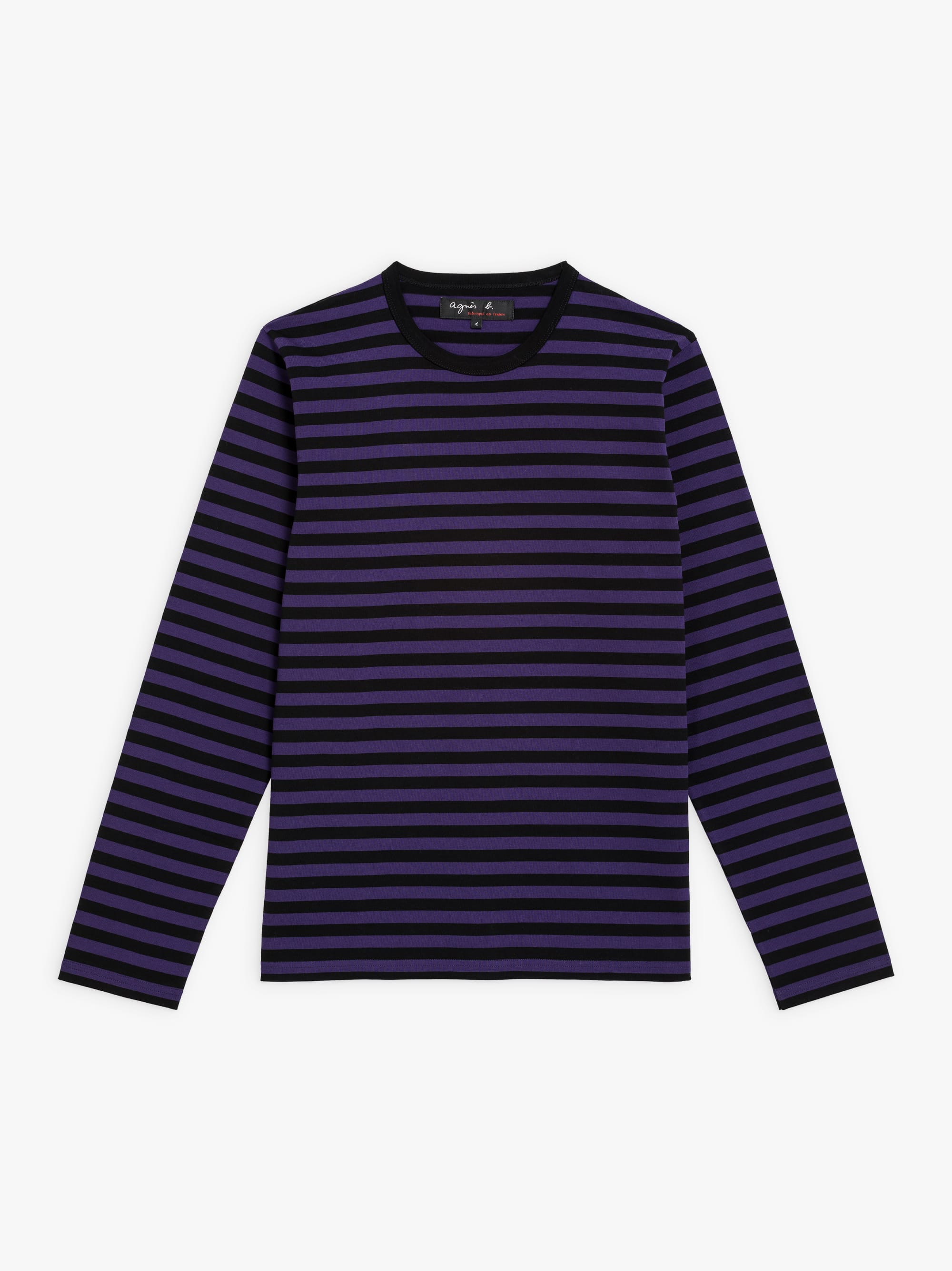 purple and black striped coulos t-shirt