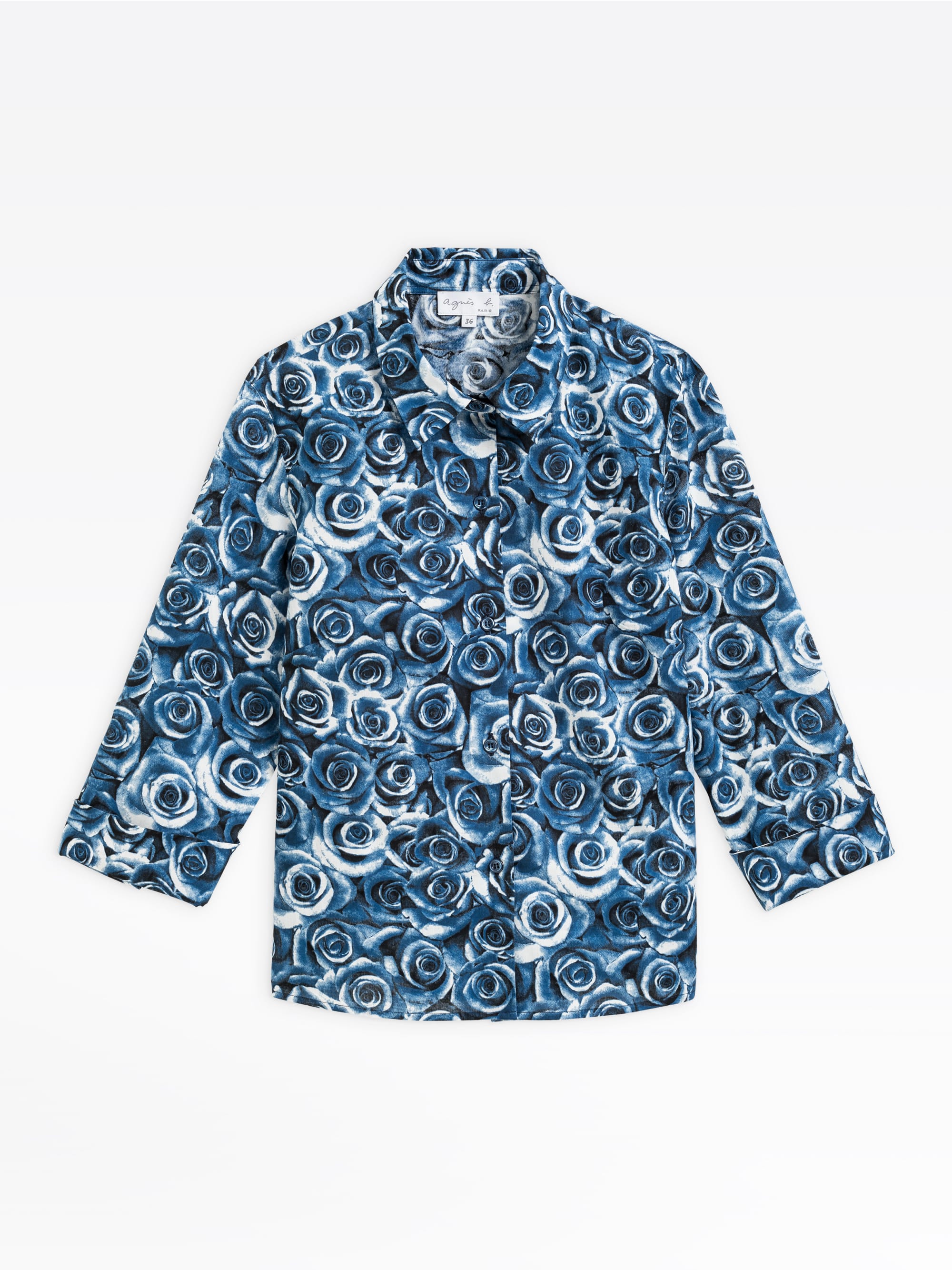 eyeye★大人気★BLUE ROSES PRINT T-SHIRTS dark blue siloe shirt with roses print