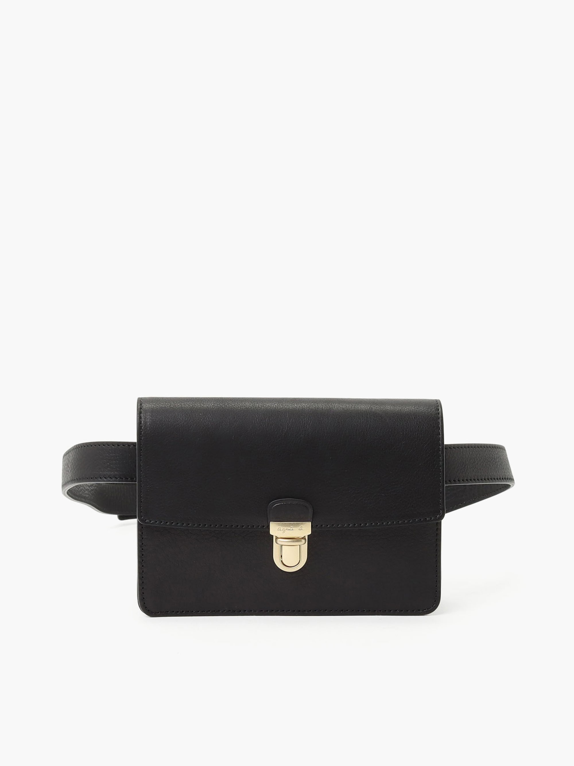 Bevel grained-leather bag black