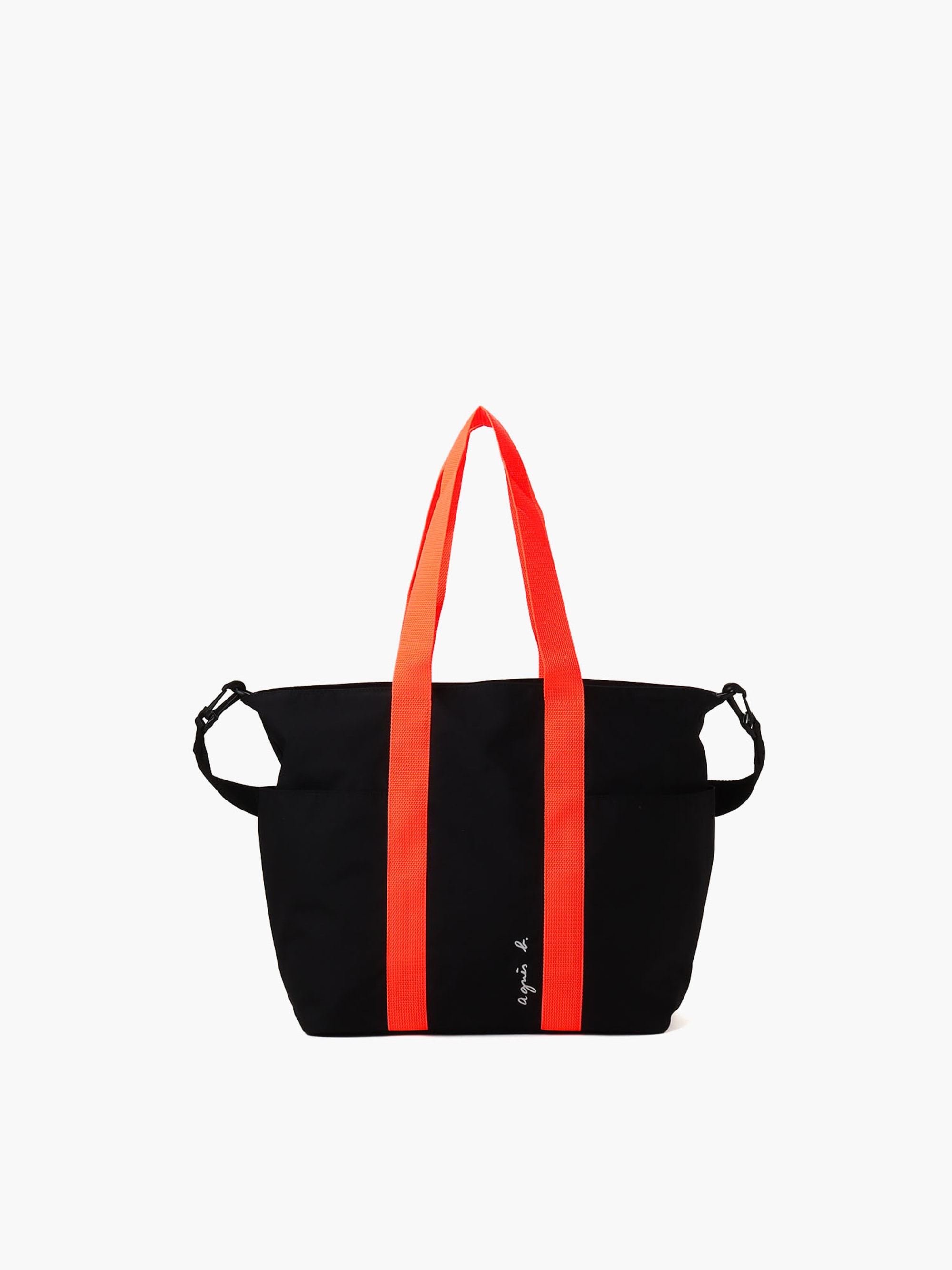 agnès b.　10ans black round leather shoulder bag