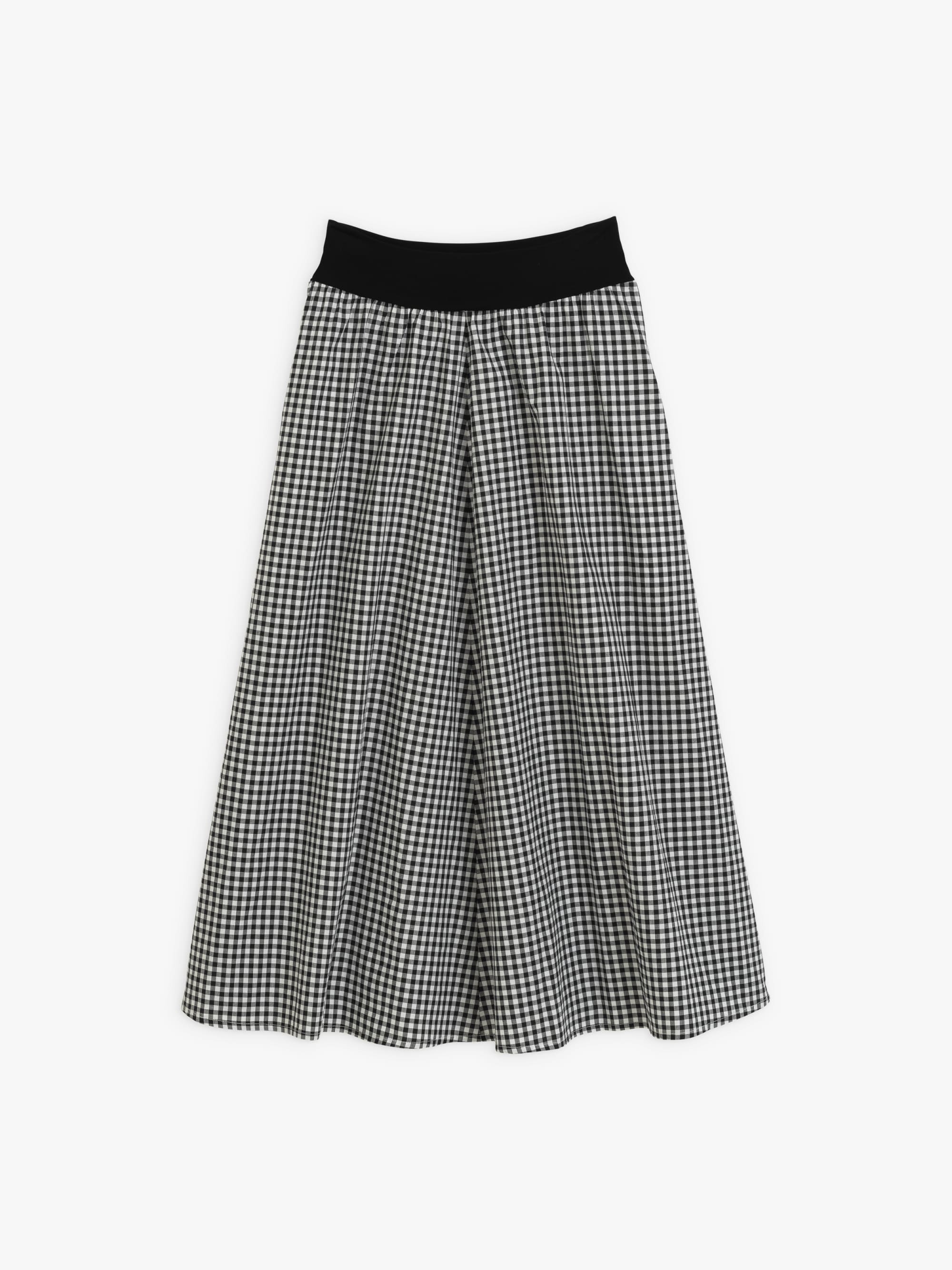 black long cotton gingham check skirt | Agnès b. black long cotton gingham check skirt | Agnès b.