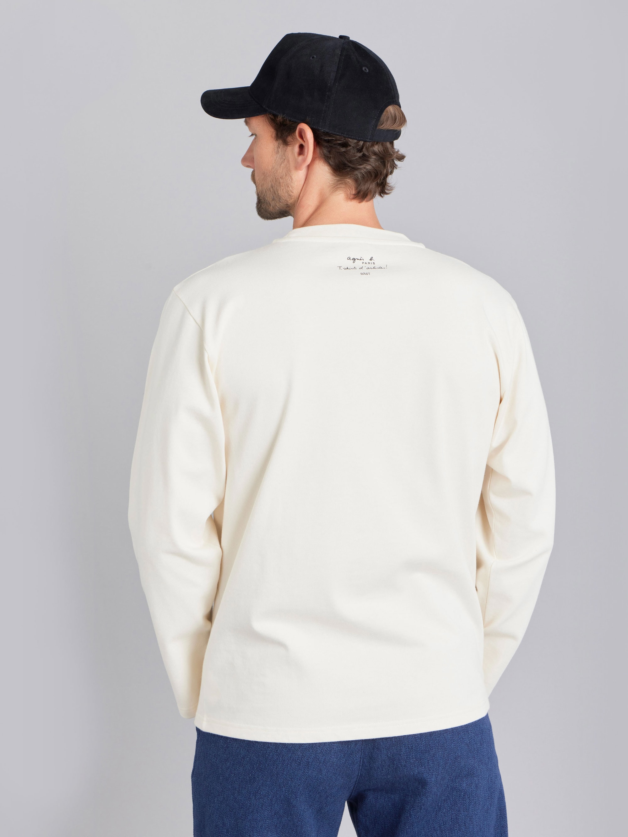 off-white cotton Christof t-shirt with artist BÄST | Agnès b.