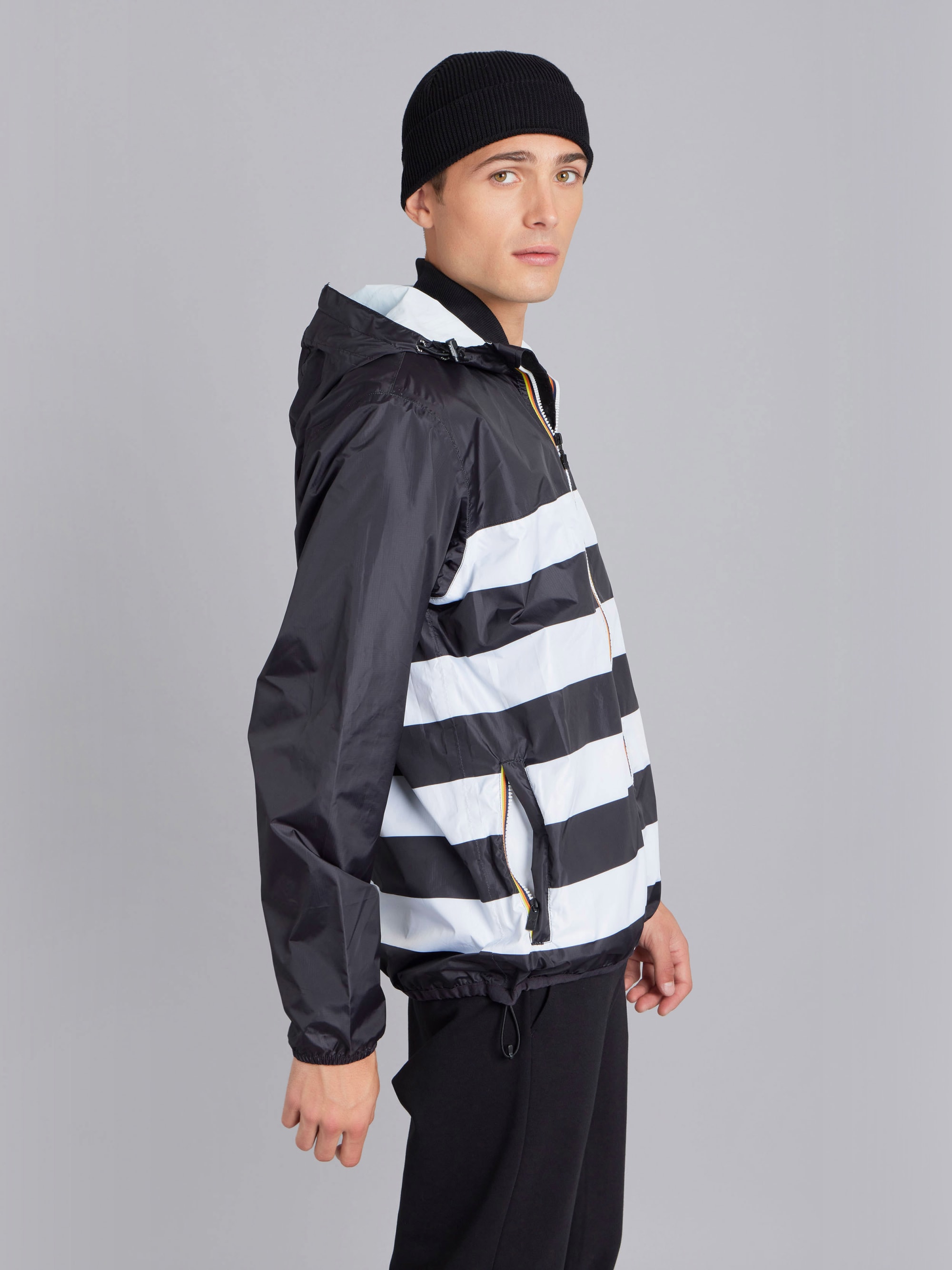 black striped Unisex agnès b. x K-way Claude parka