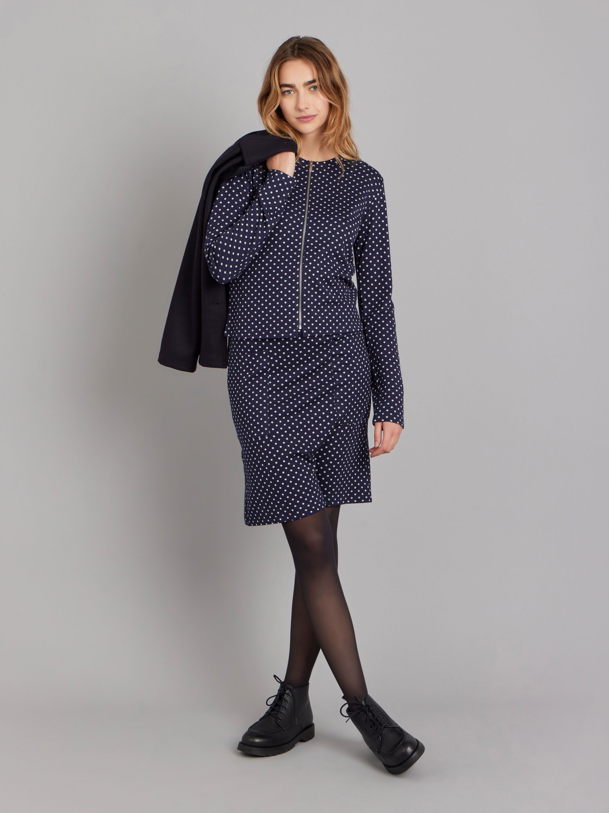 midnight blue polka dot Zip cardigan midnight blue polka dot Zip cardigan