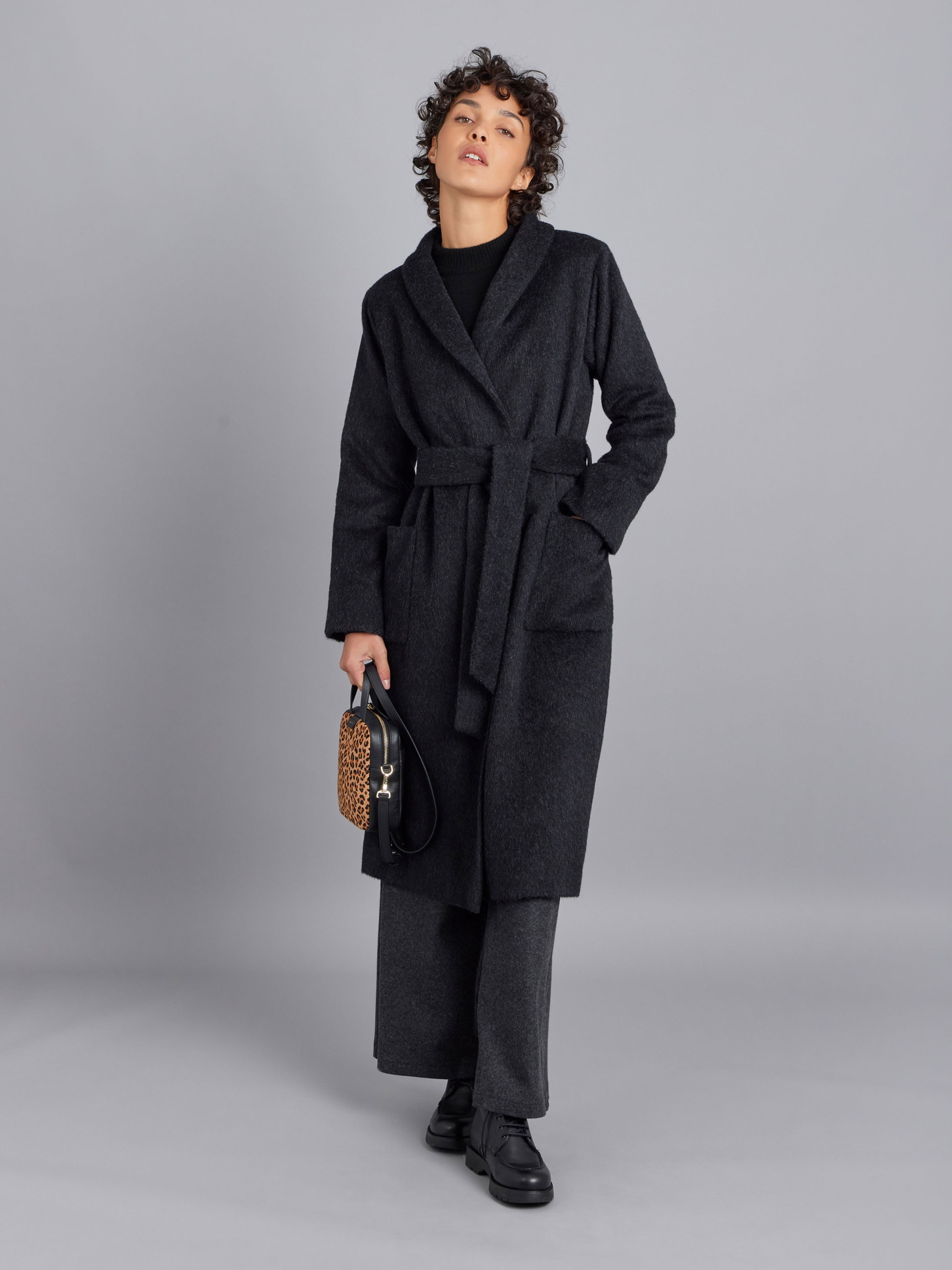 dark grey wool and alpaca coat | Agnès b.