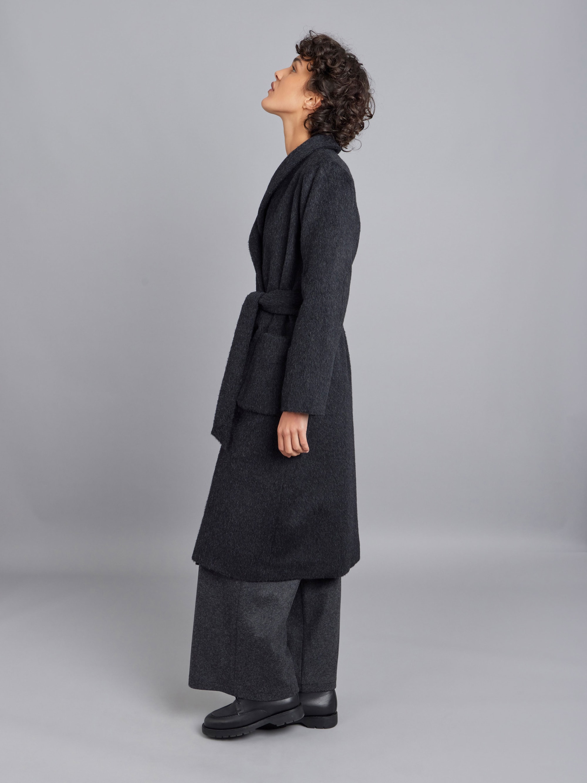 dark grey wool and alpaca coat | Agnès b.