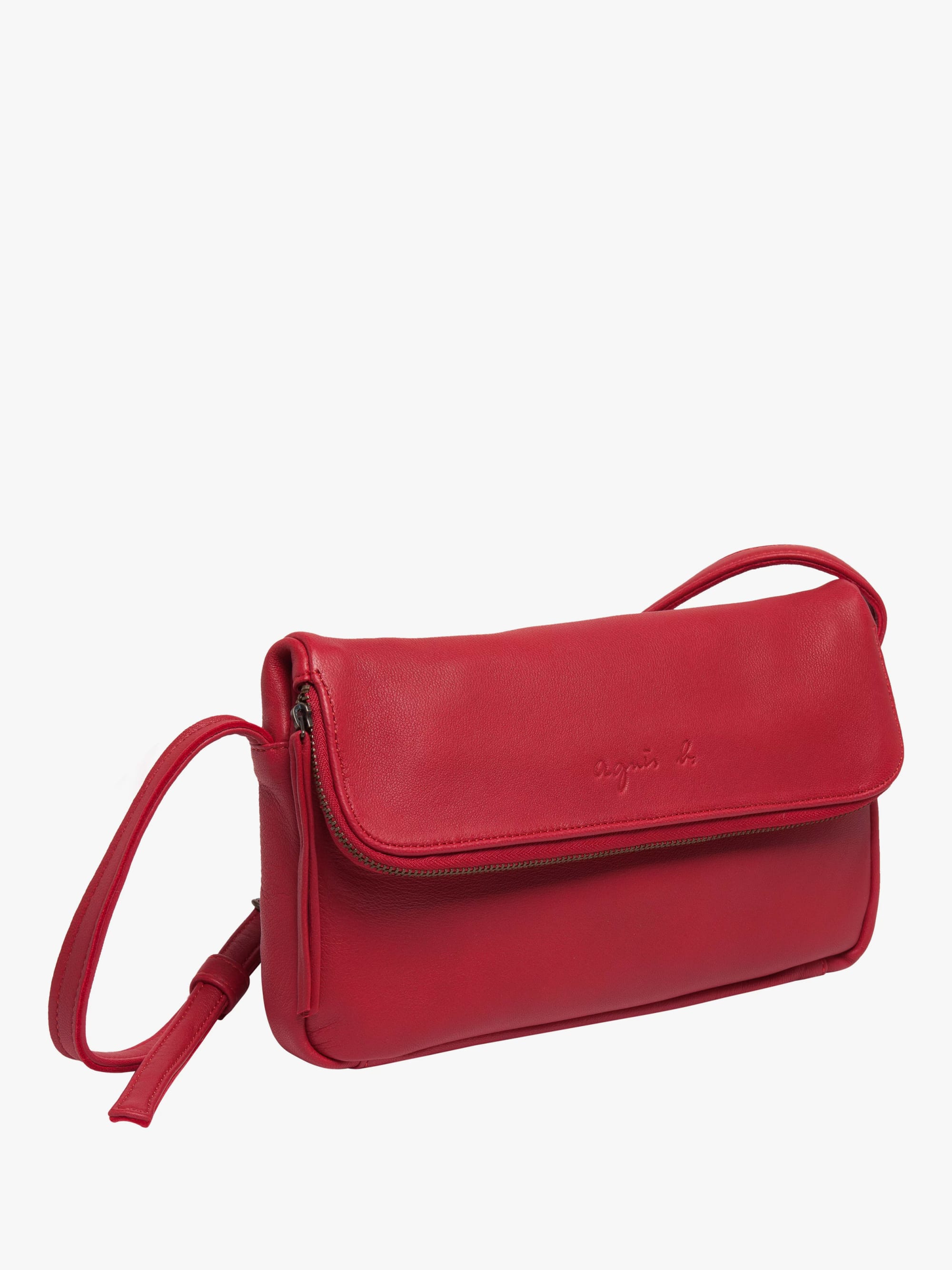 agnes b. / ショルダーバッグ/レザー/RED/無地/QAS06-03 red Asya bag