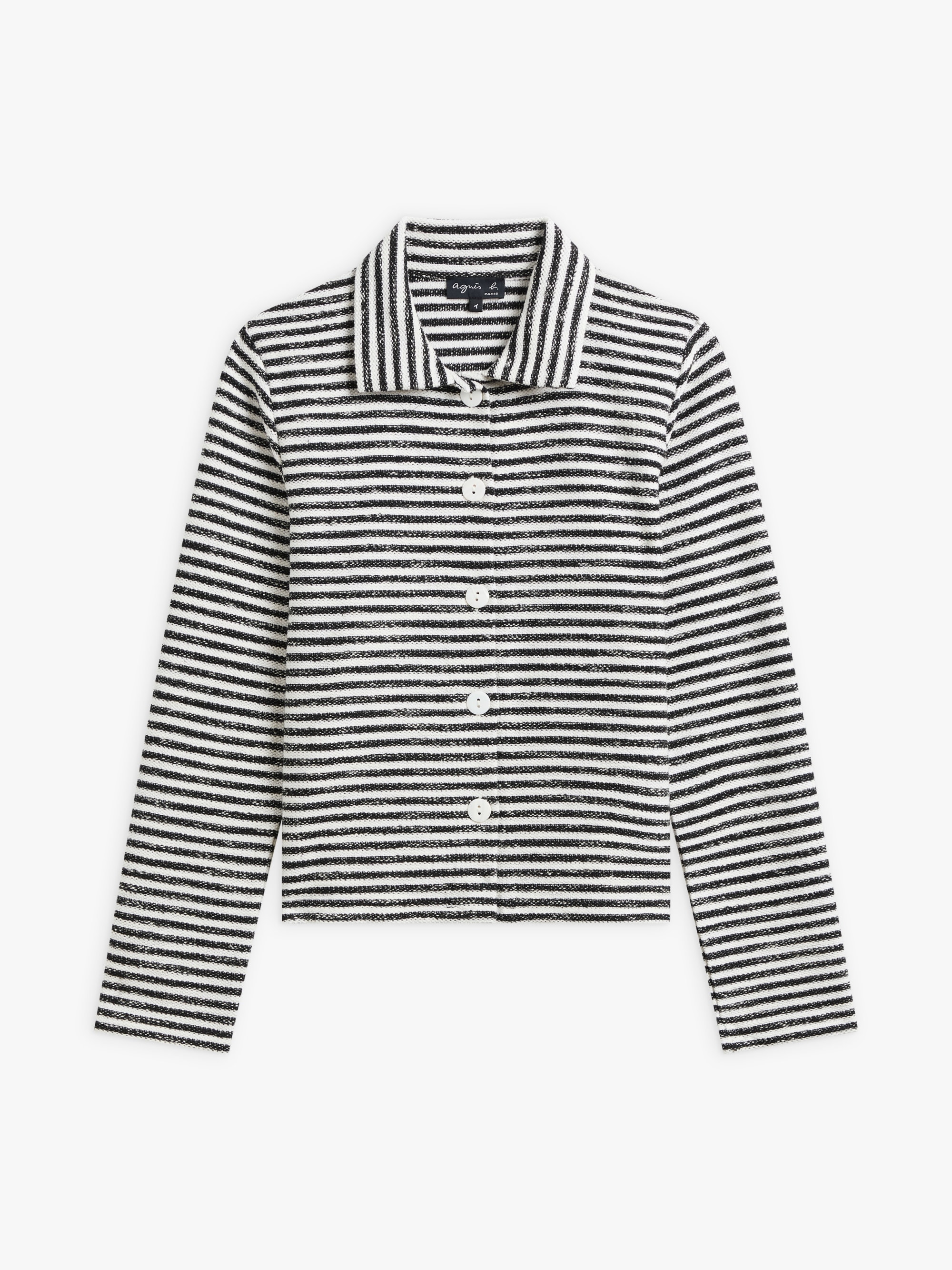 black cotton striped Alberto mini jacket