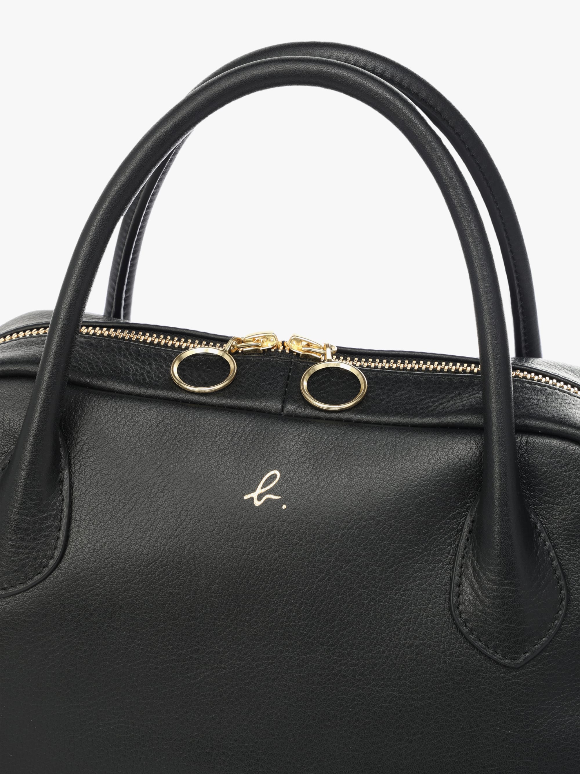 black leather Boston bag