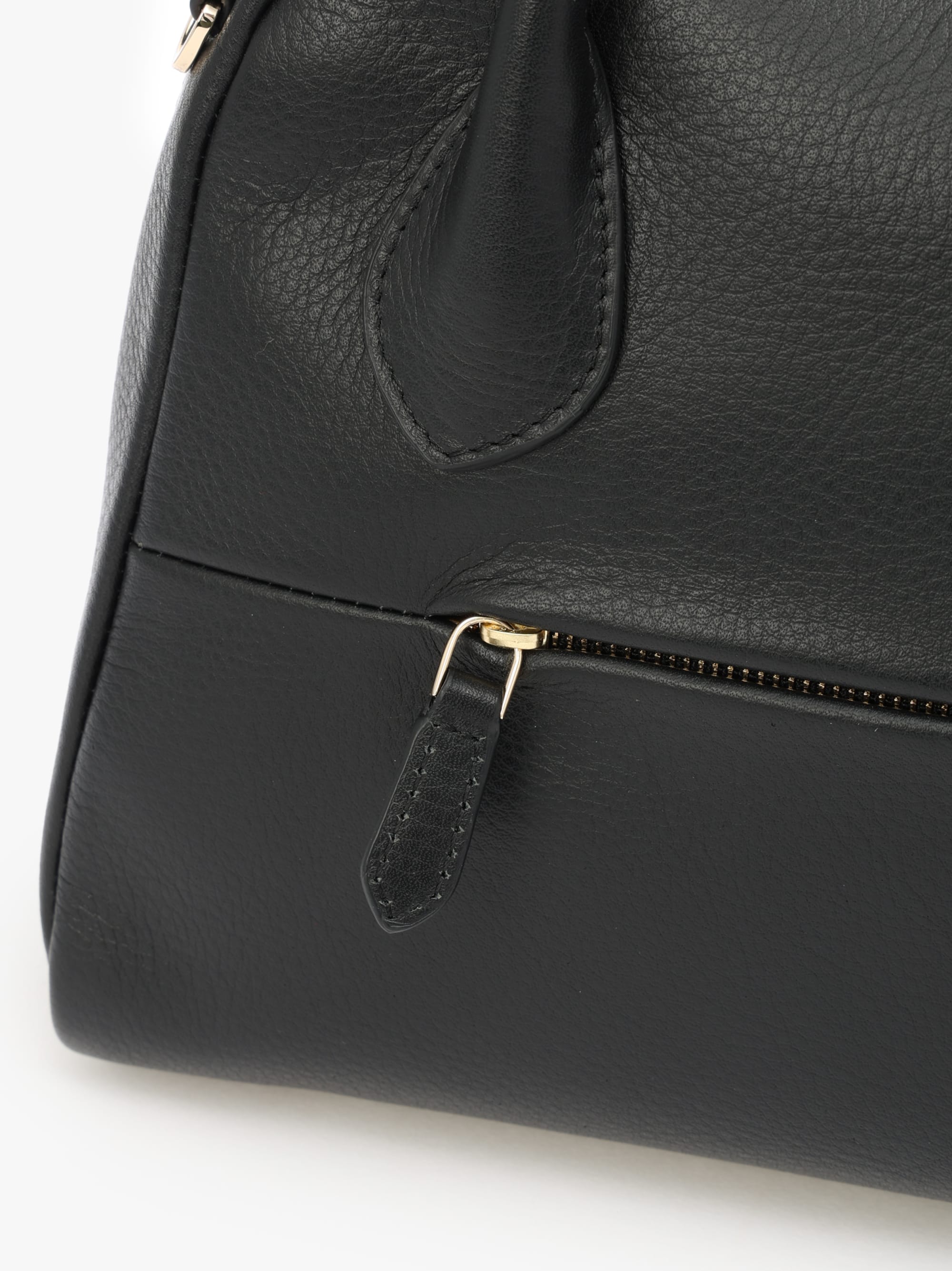 black leather Boston bag