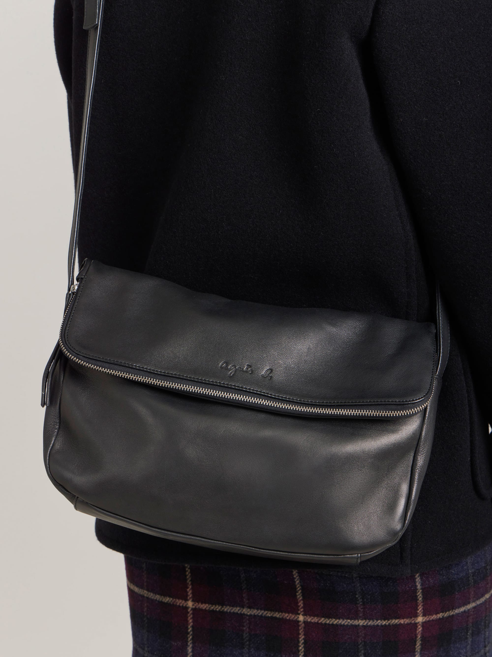 バッグ Agnes b. real leather design hand bag black leather Stala bag | Agnès b.
