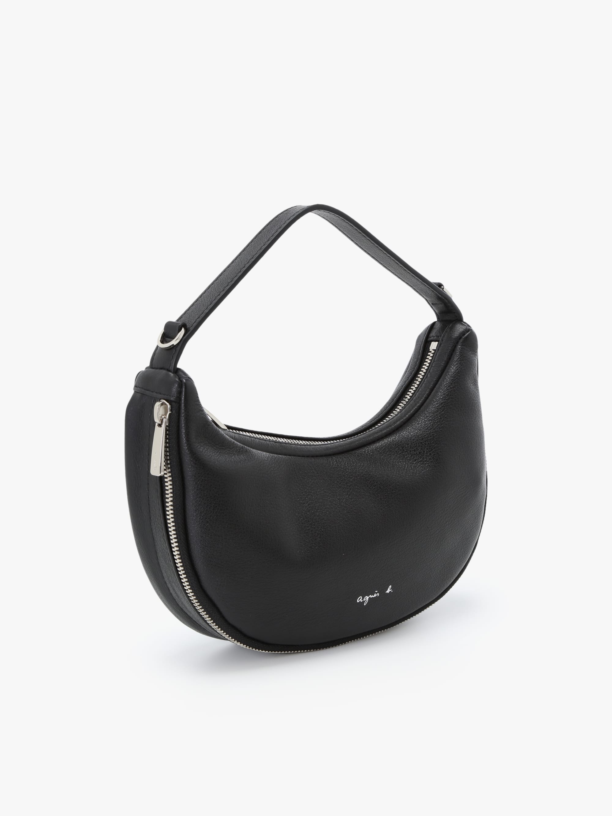 【agnes b】BLACK ENAMEL SHOULDER BAG 2946B black leather Asya bag | Agnès b.