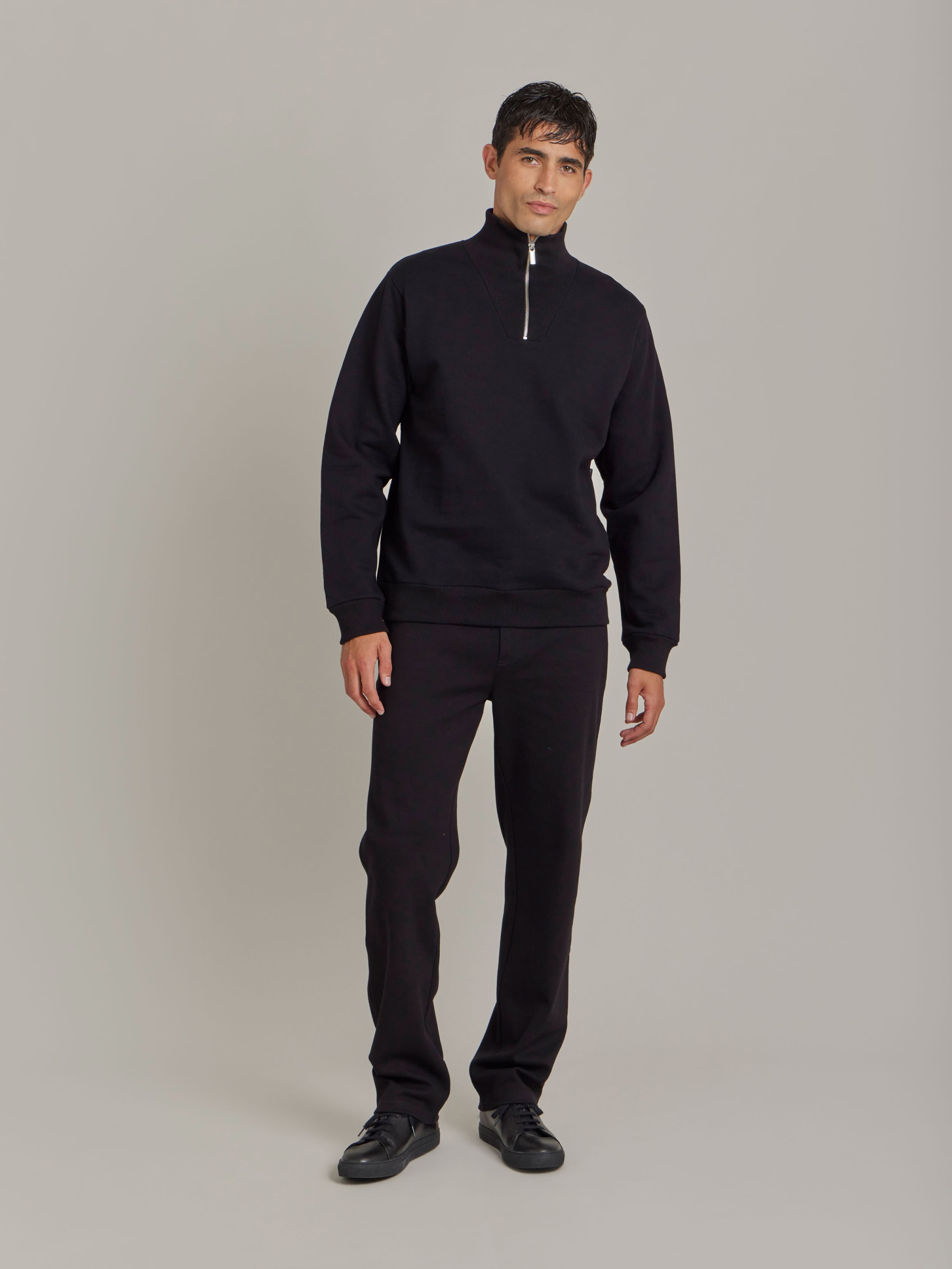 black cotton fleece Zip sweatshirt