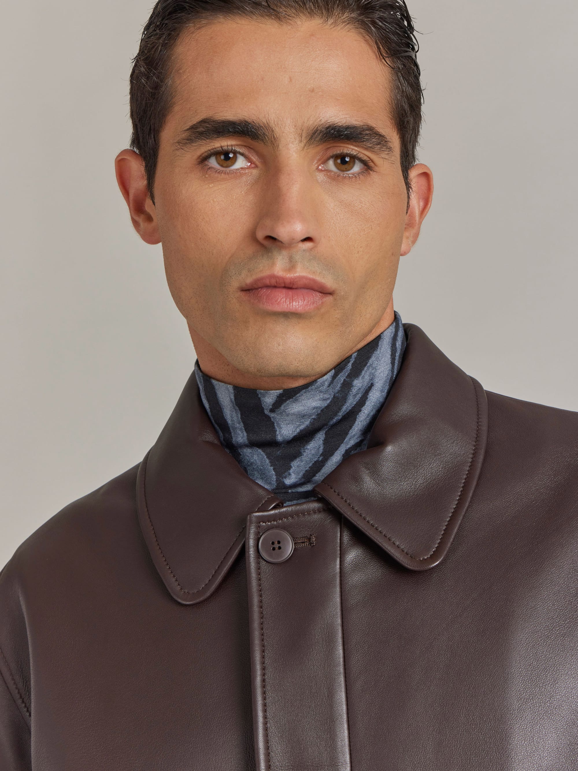 brown leather jacket
