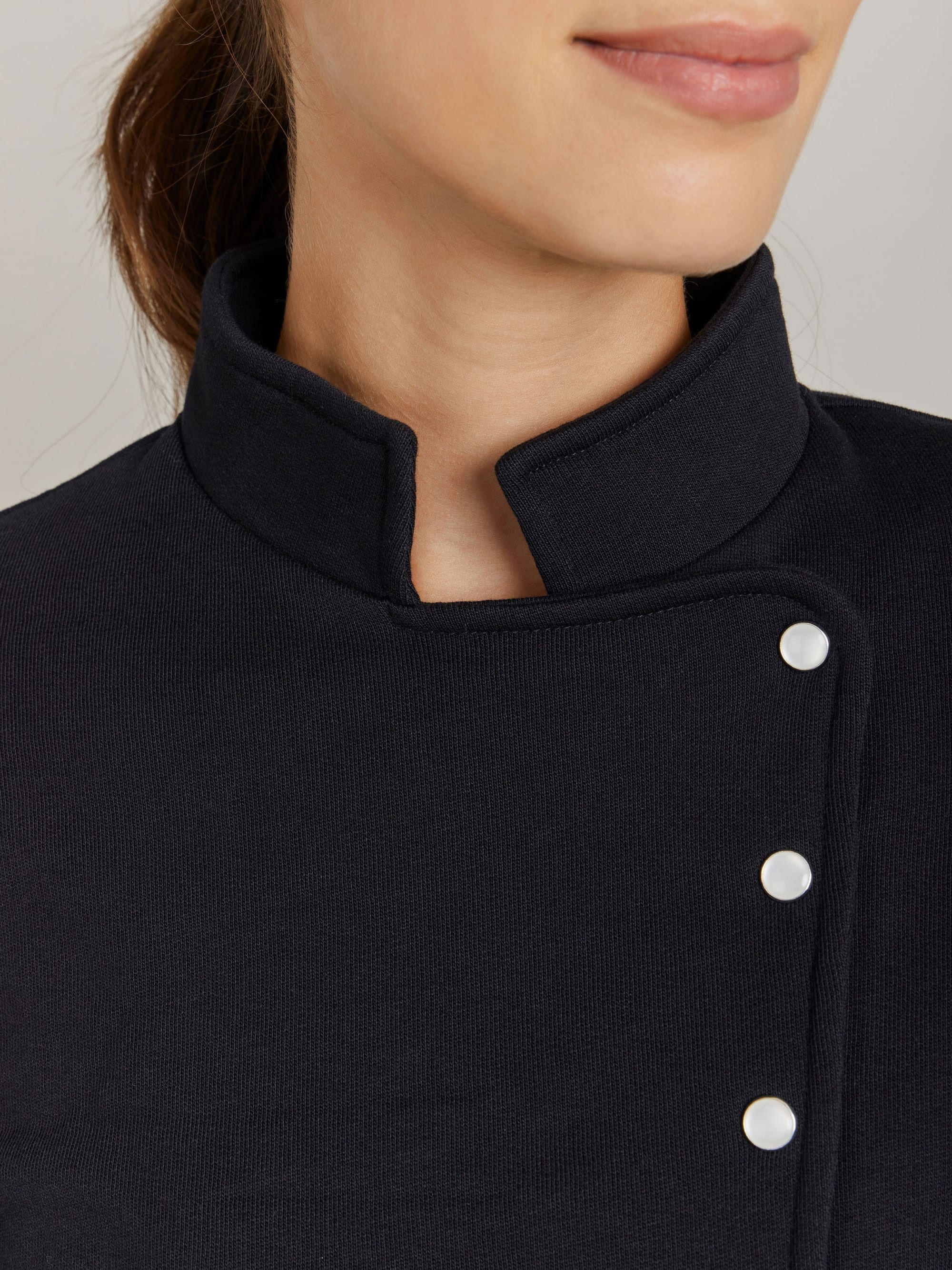 black cotton fleece Fifre snap jacket