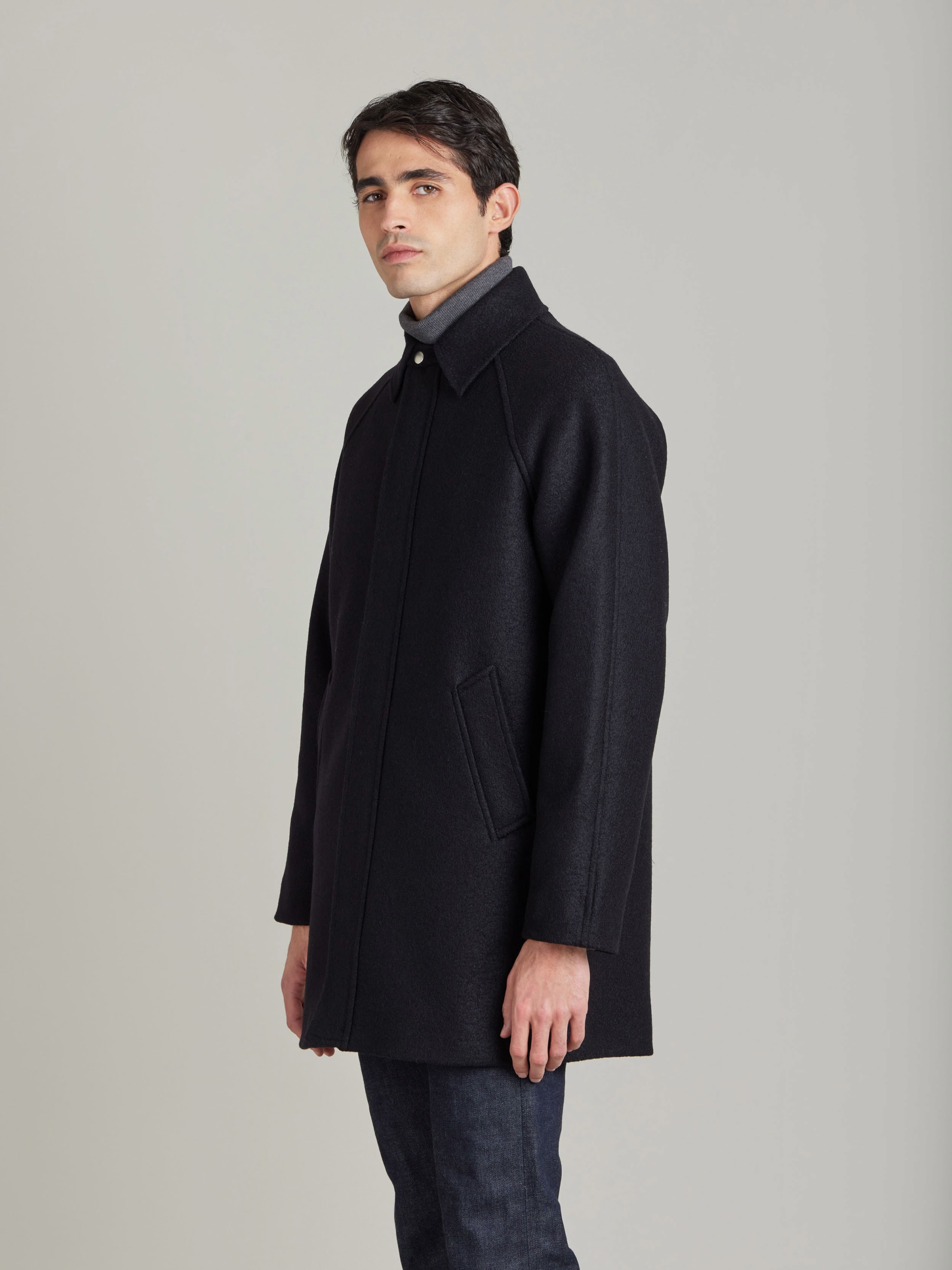 manteau Minded en jersey de laine noir