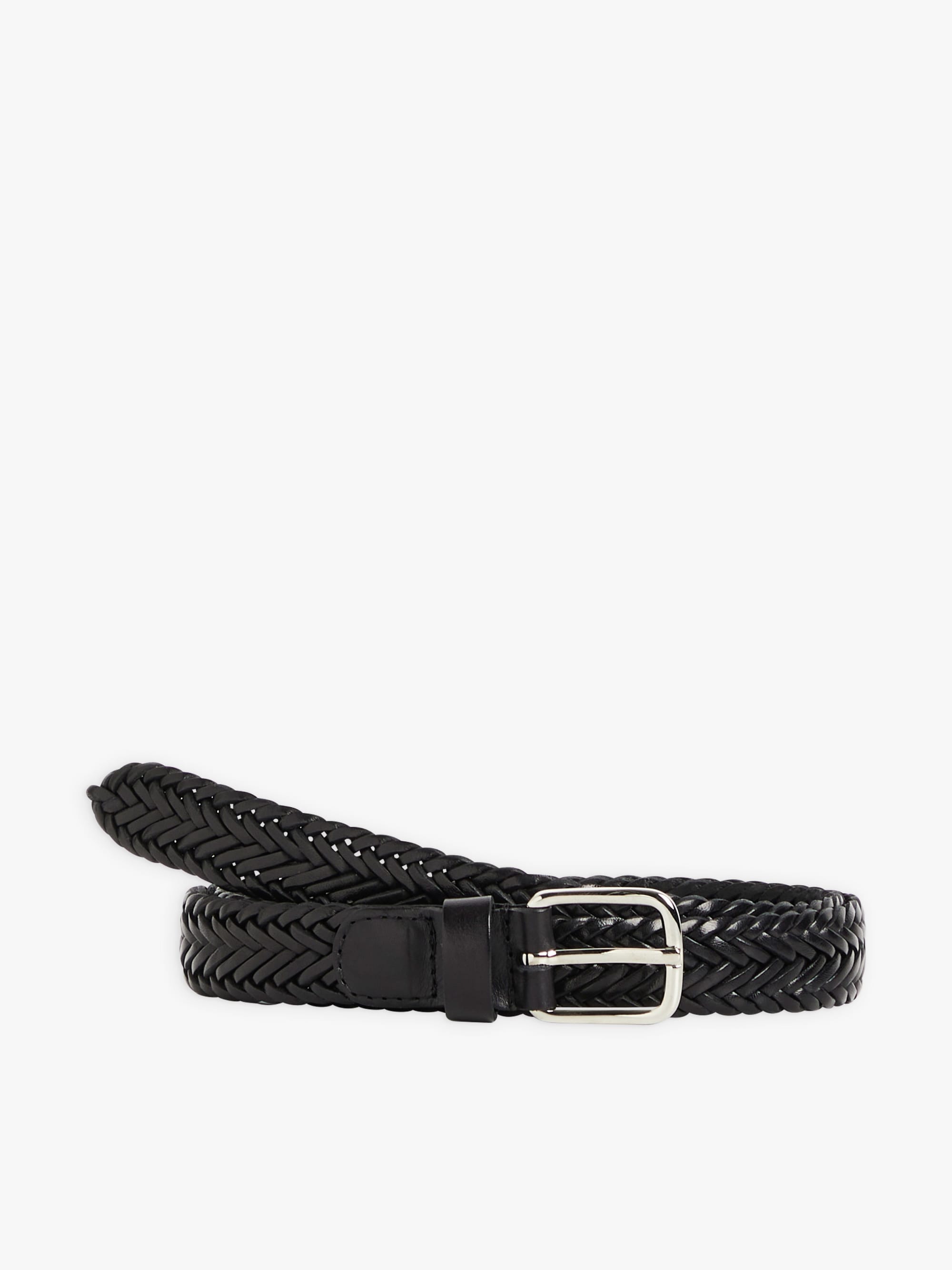 ■PAES■ Eyelet Buckle Flat Black F01-EBFB black calfskin Omar woven belt