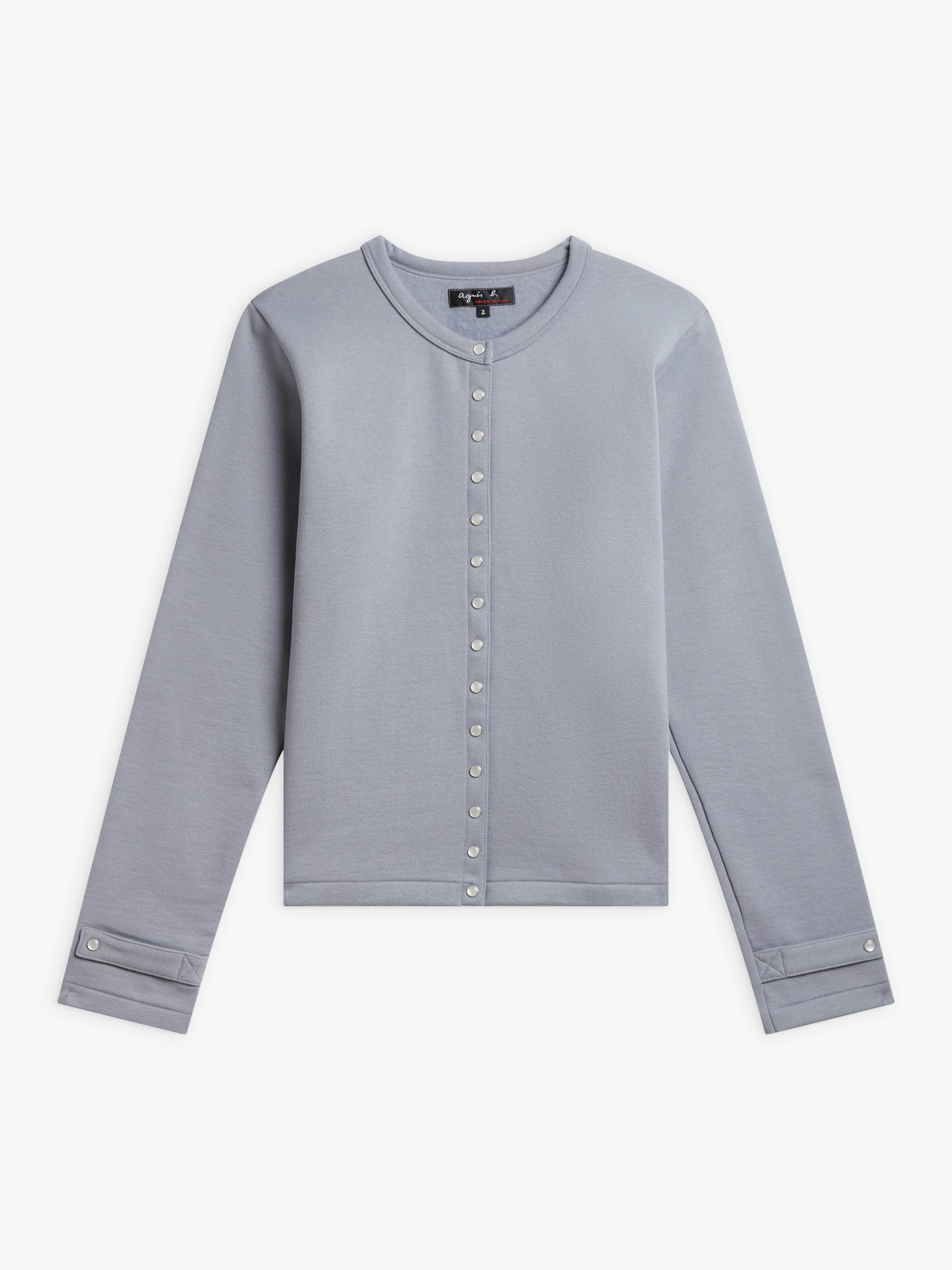 grey cotton fleece Rosana snap cardigan