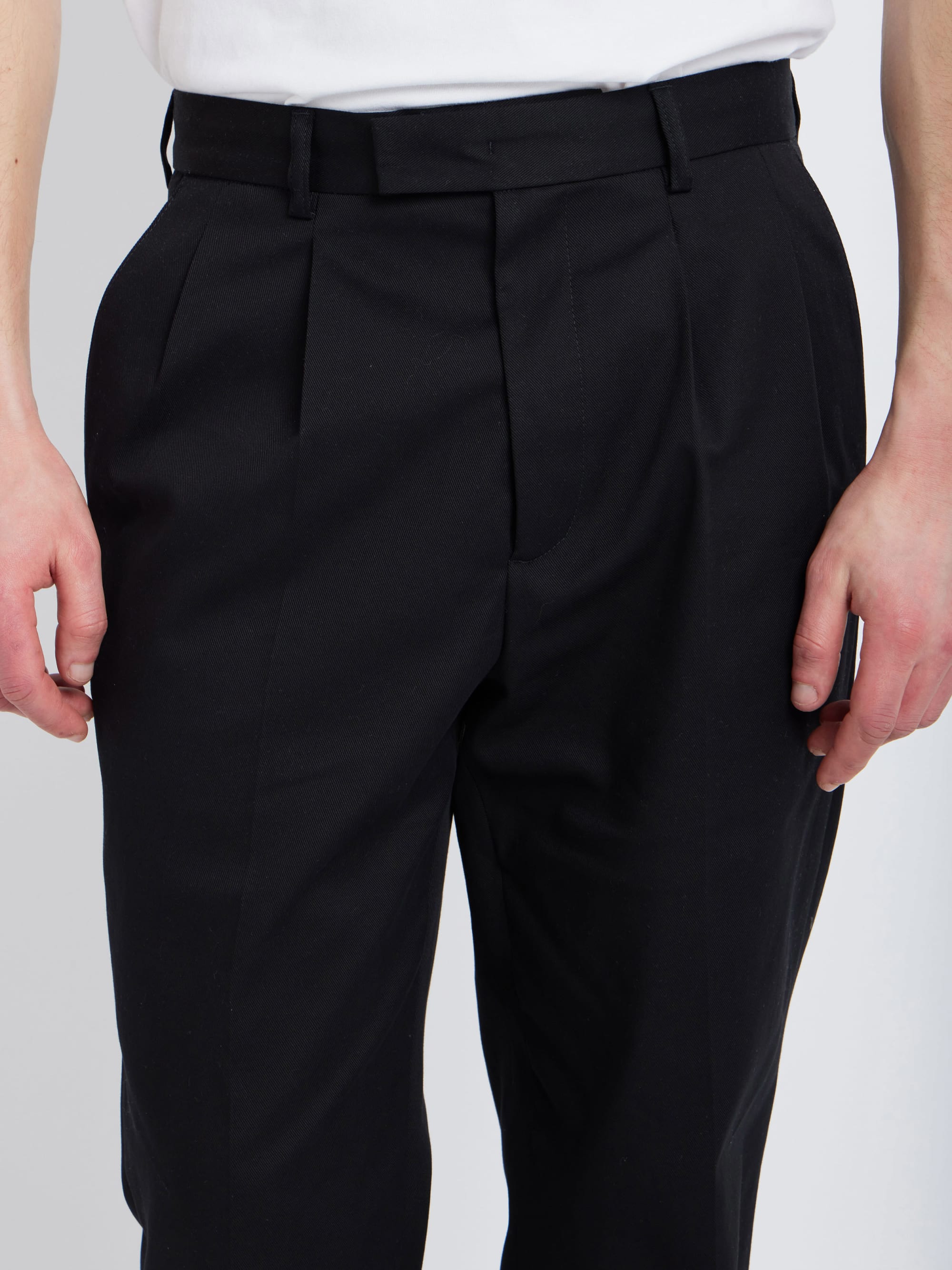 black cotton gabardine pants