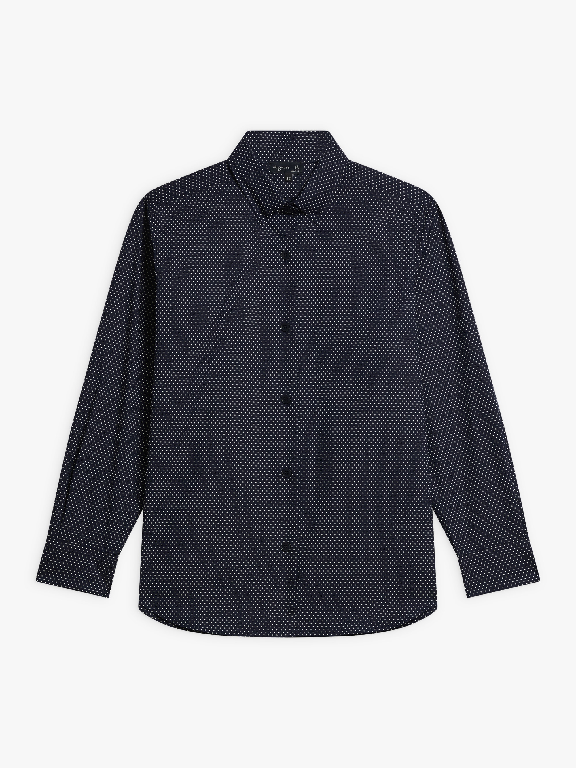 blue cotton Saori polka dot shirt