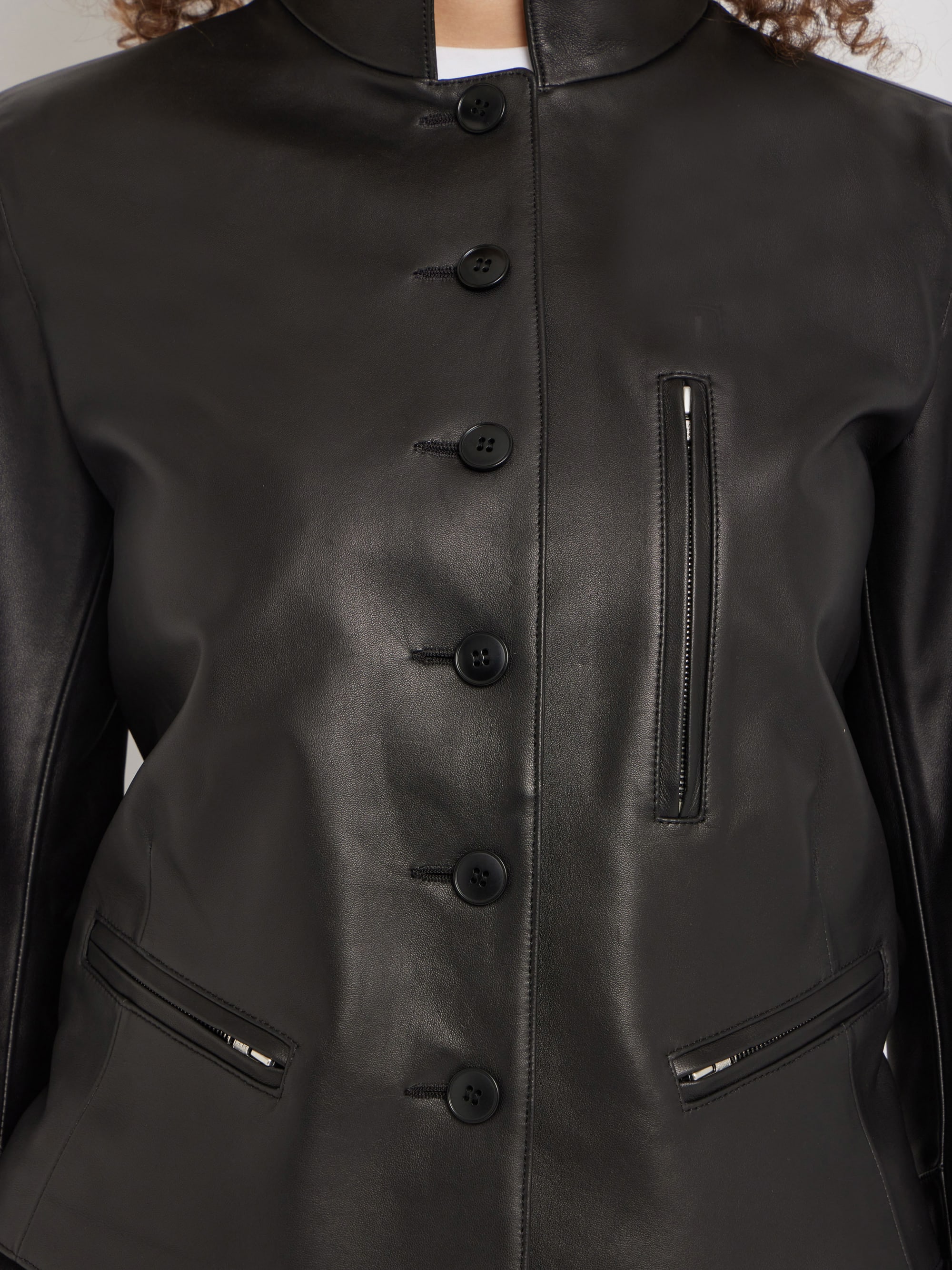 black lamb leather tambourin jacket