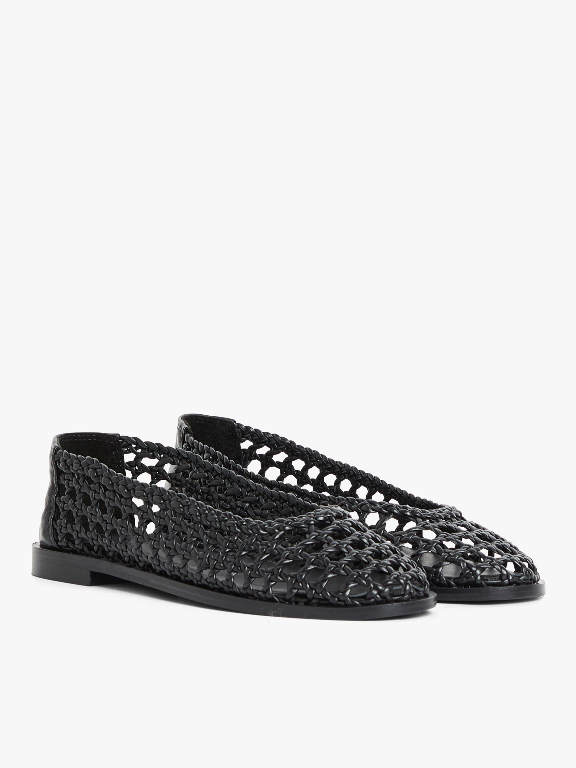 black woven Giny leather ballet flats