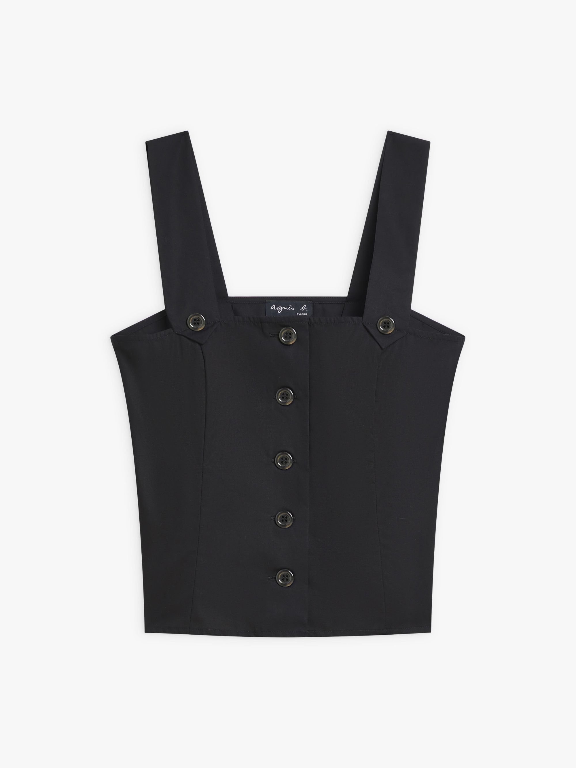【美品タグ付き】bibiy B.SQUARE BUSTIER black cotton poplin bustier with straps